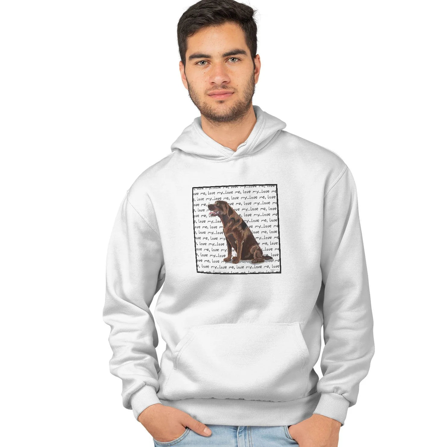 Chocolate Labrador Retriever Love Text - Adult Unisex Hoodie Sweatshirt - Image 3