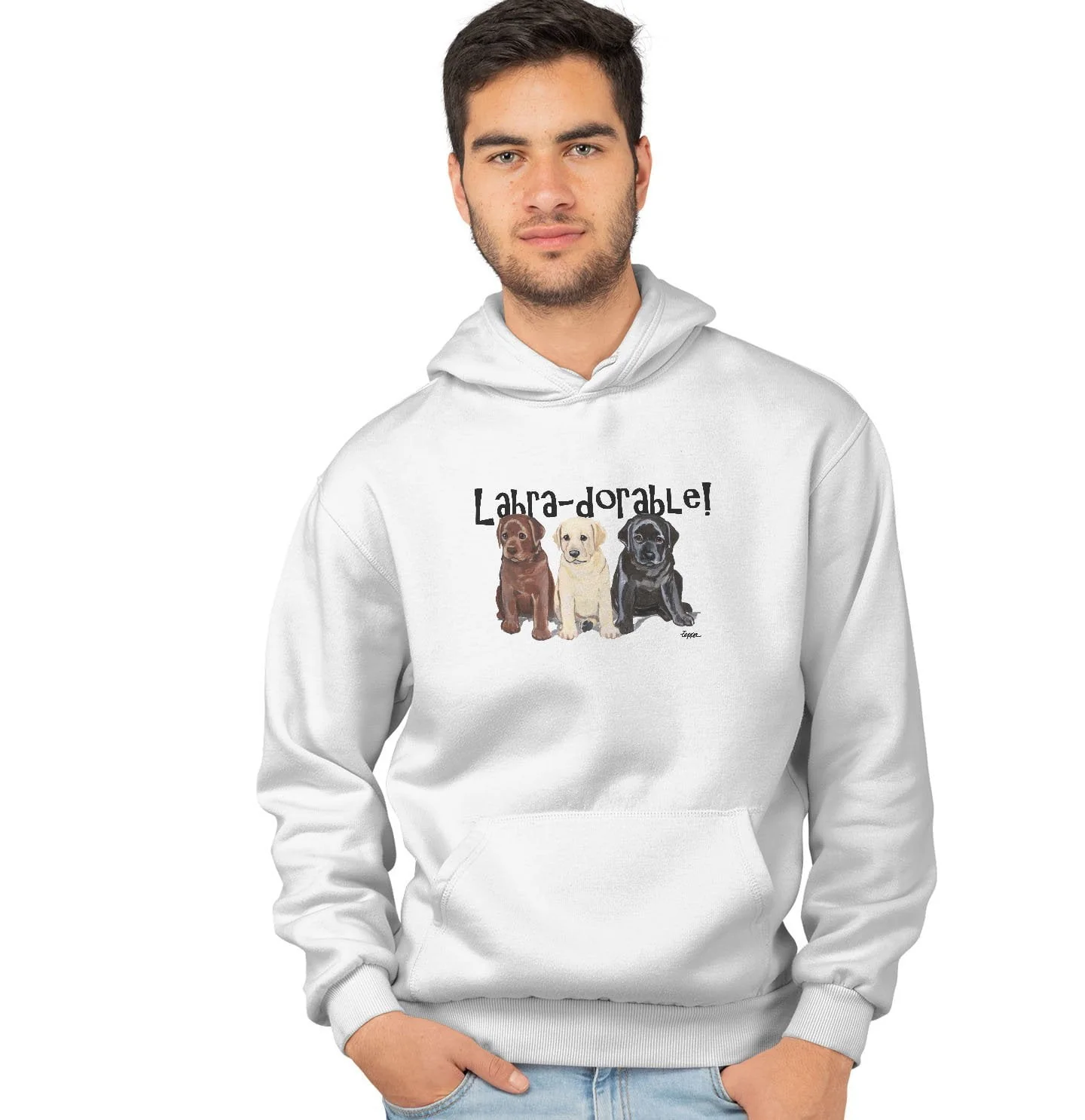 Labra-dorable Three Puppies - Adult Unisex Hoodie Sweatshirt - Image 3