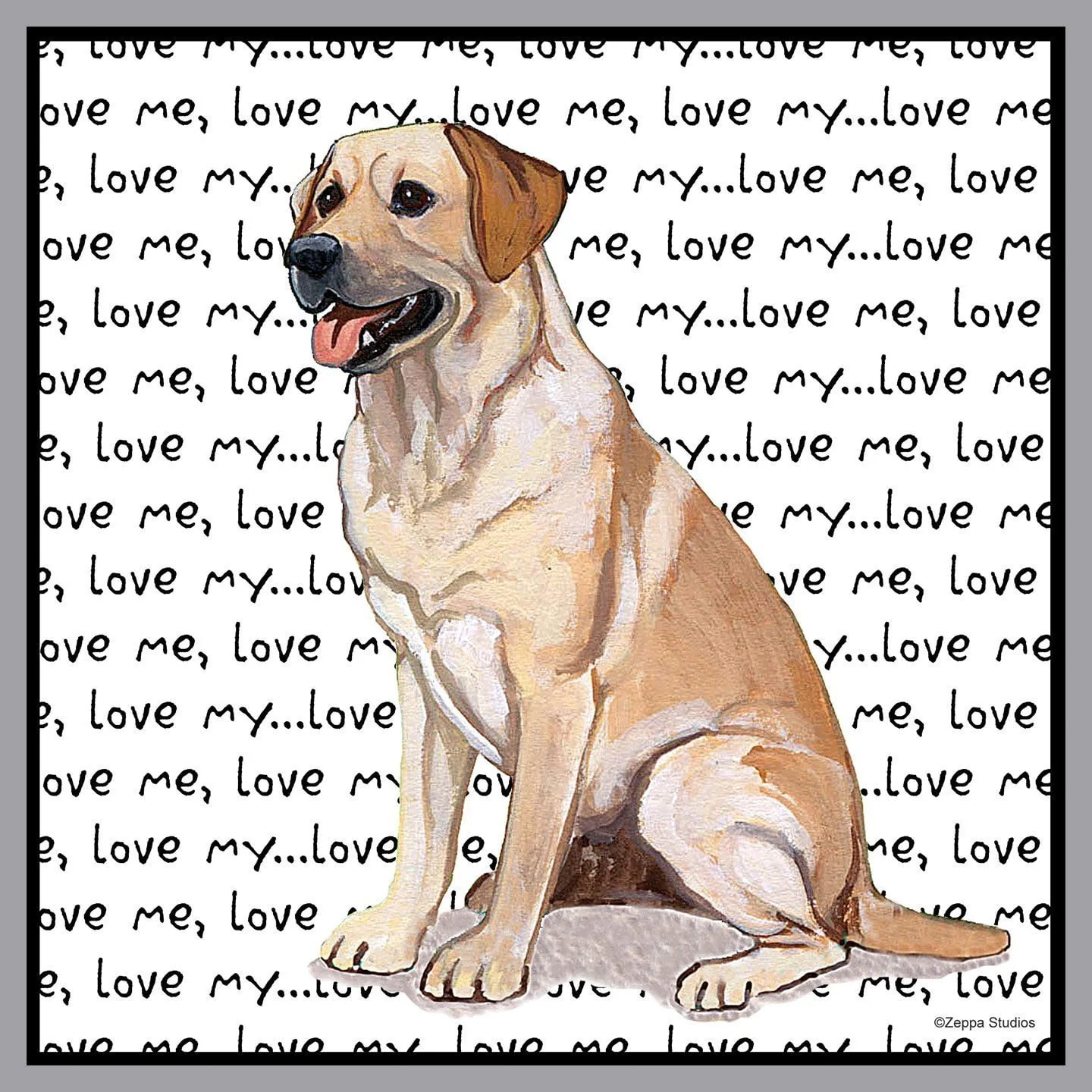 Yellow Labrador Retriever Love Text - Adult Unisex Hoodie Sweatshirt - Image 2