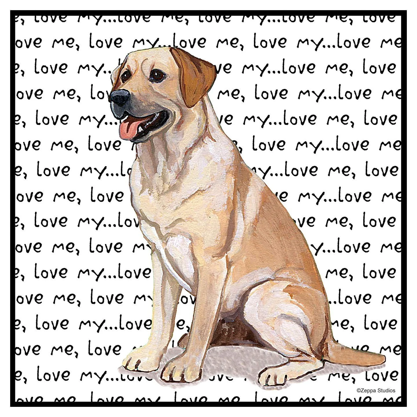 Yellow Labrador Retriever Love Text - Adult Unisex T-Shirt - Image 2