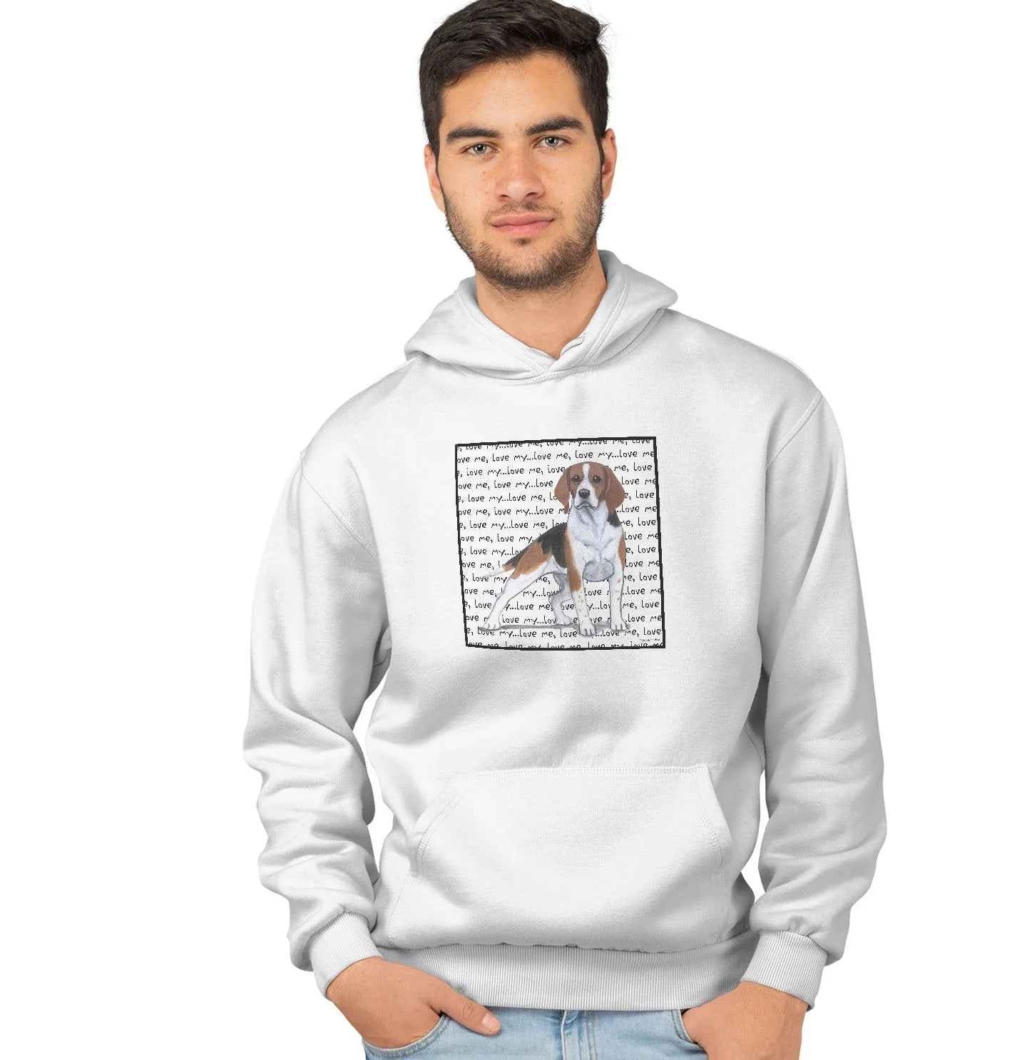 Beagle Love Text - Adult Unisex Hoodie Sweatshirt - Image 3