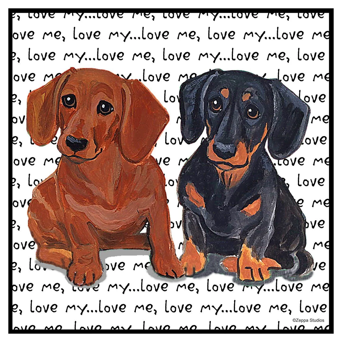 Dachshund Love Text - Adult Unisex T-Shirt - Image 2