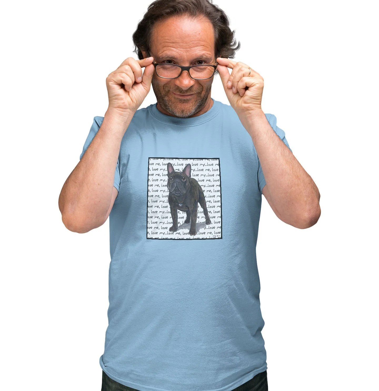 French Bulldog Love Text - Adult Unisex T-Shirt - Image 3