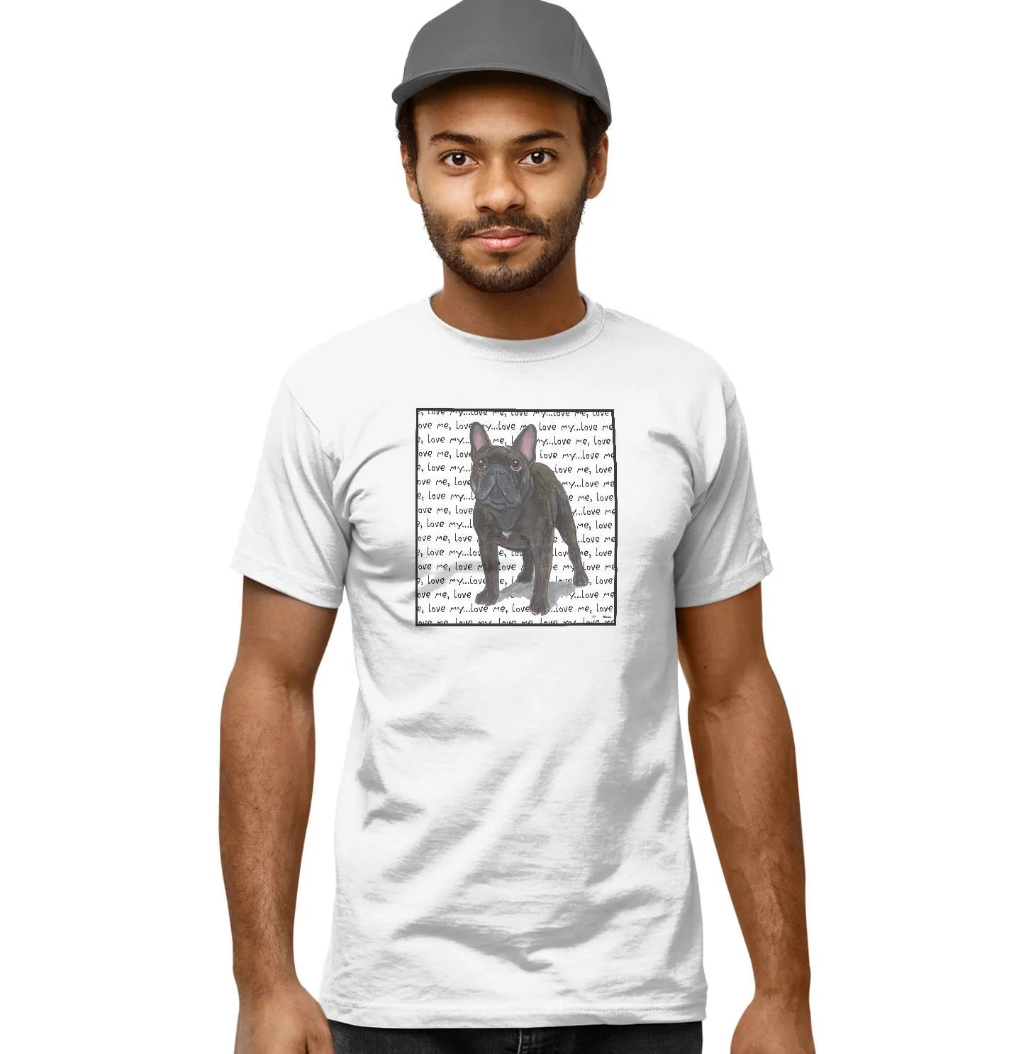 French Bulldog Love Text - Adult Unisex T-Shirt - Image 4