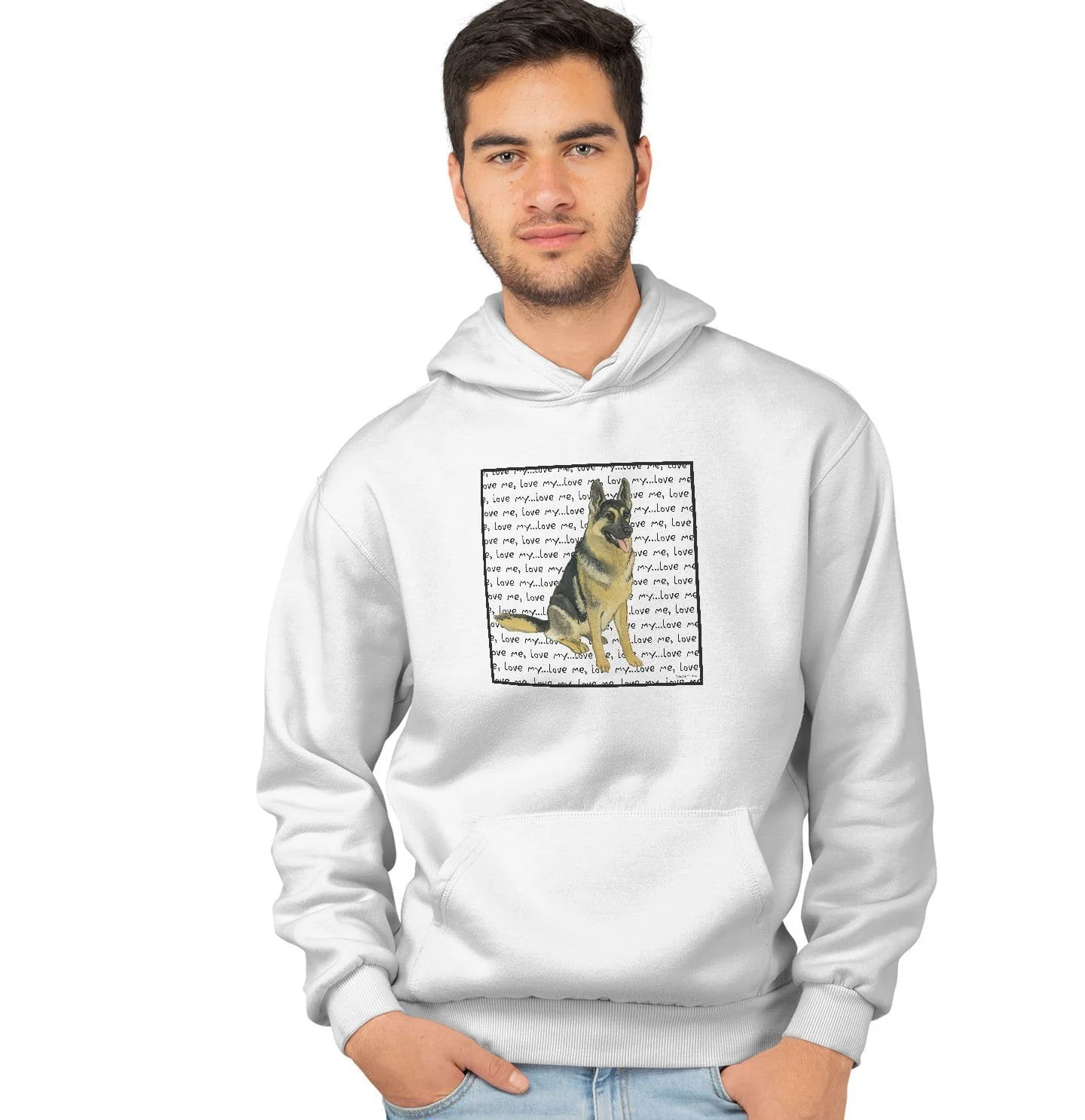 German Shepherd Dog Love Text  - Adult Unisex Hoodie Sweatshirt - Image 3