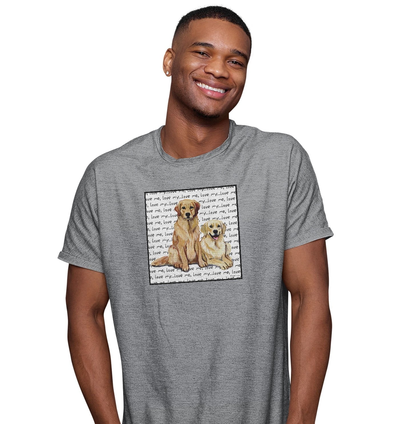 Golden Retriever Retriever Love Text - Adult Unisex T-Shirt - Image 3