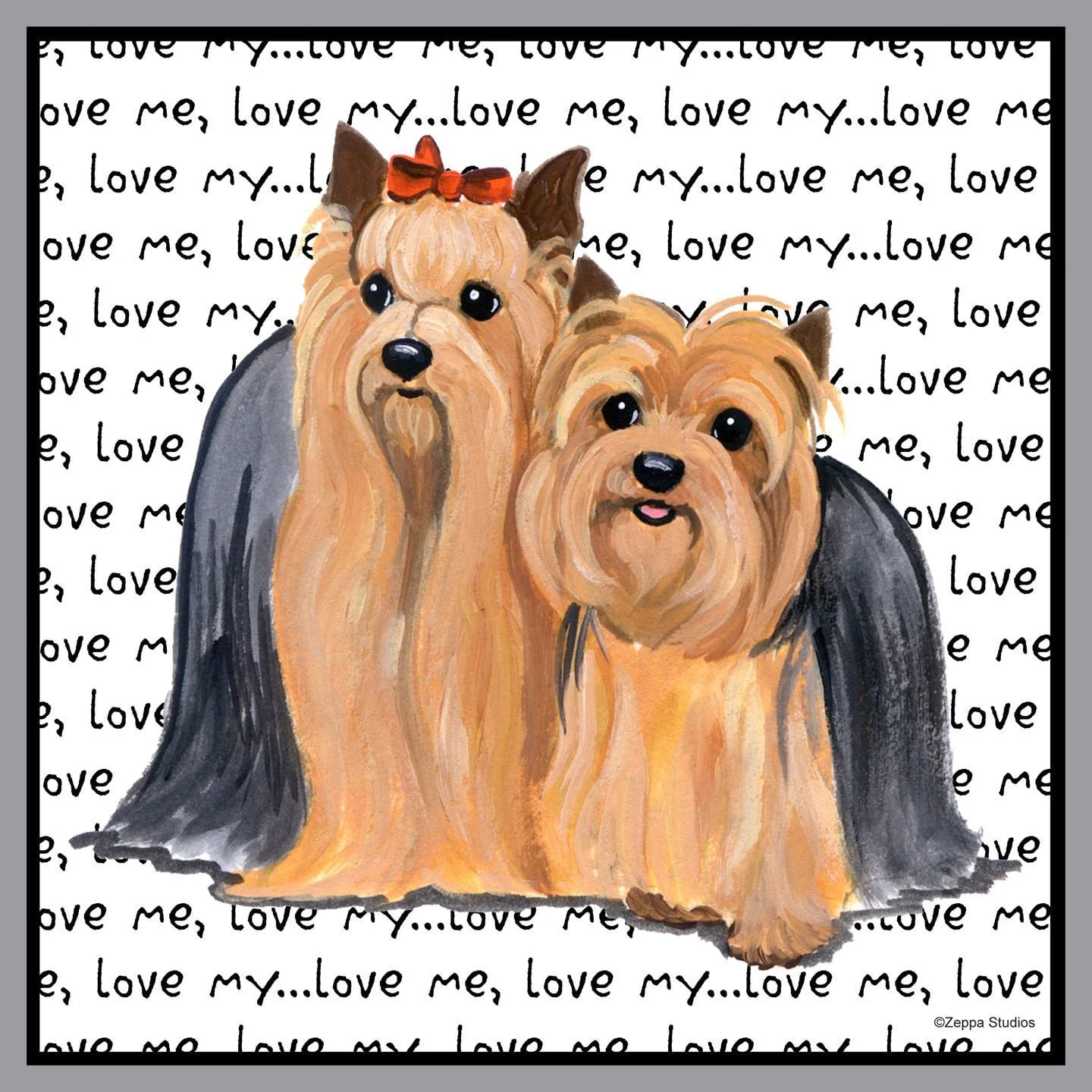 Yorkshire Terrier Love Text - Adult Unisex T-Shirt - Image 2