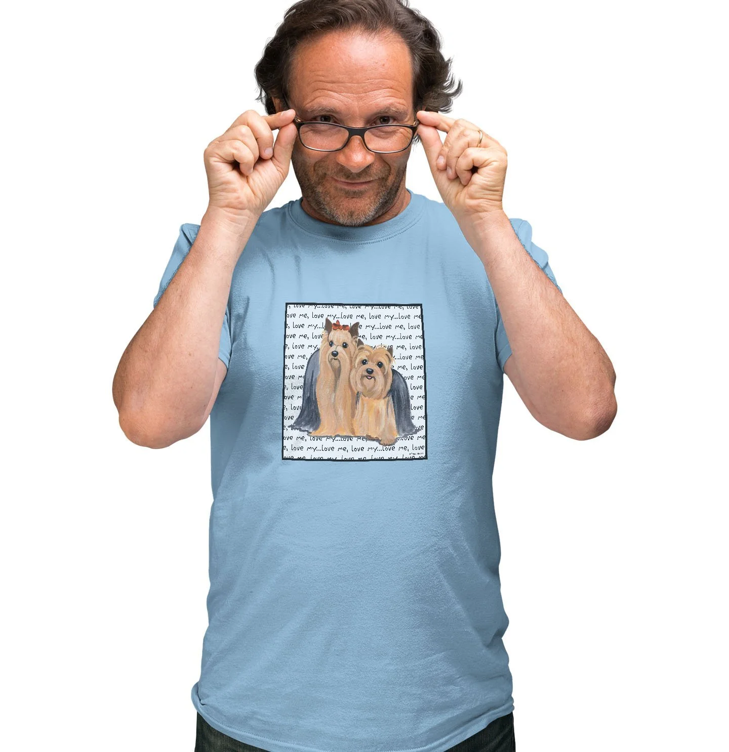 Yorkshire Terrier Love Text - Adult Unisex T-Shirt - Image 3