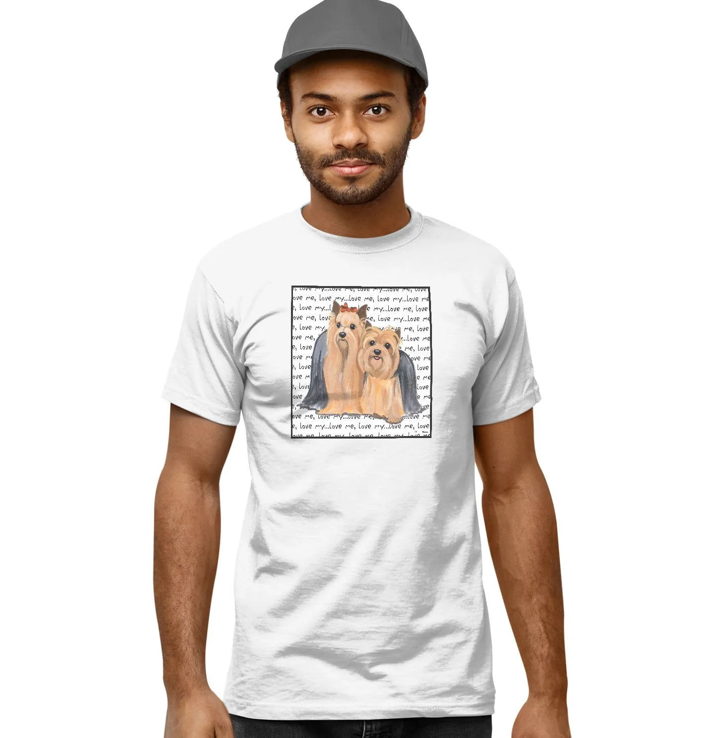 Yorkshire Terrier Love Text - Adult Unisex T-Shirt - Image 4