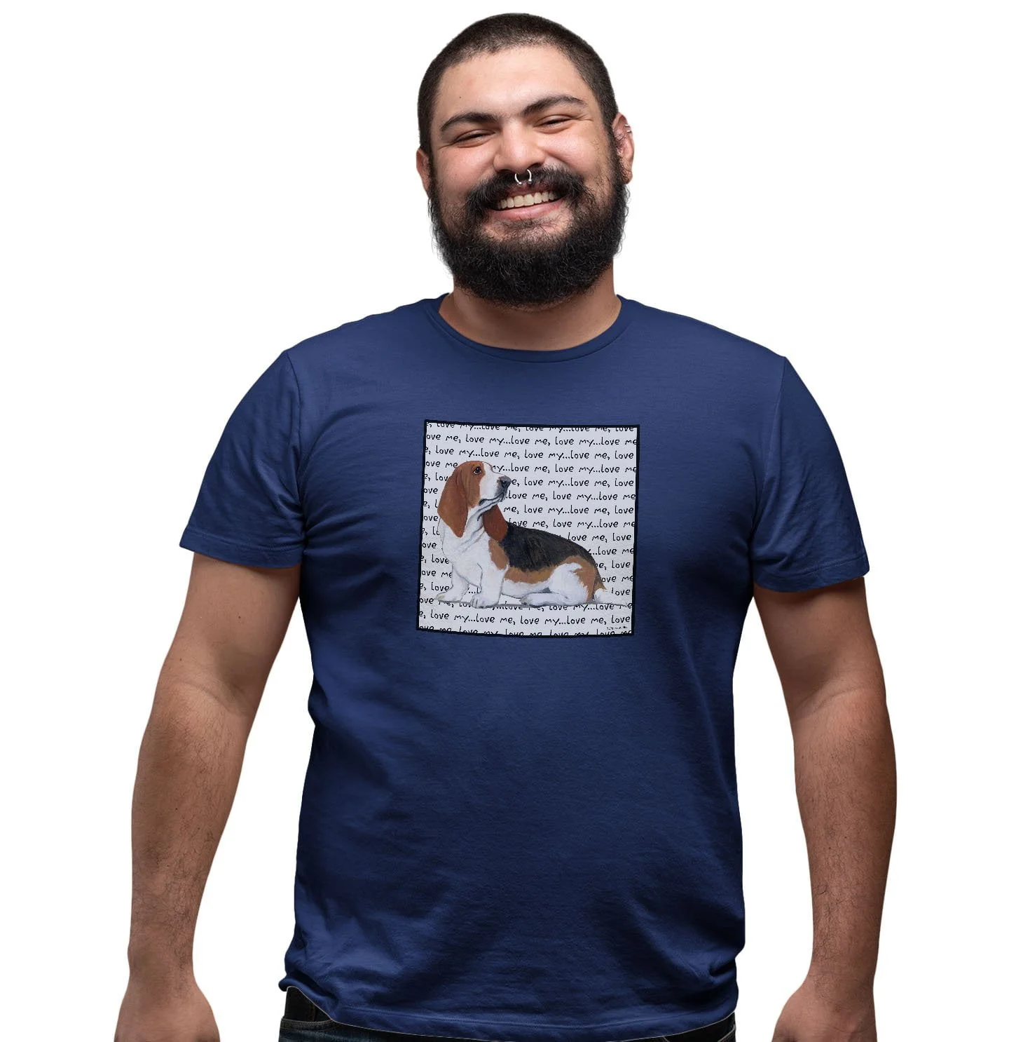 Basset Hound Love Text - Adult Unisex T-Shirt - Image 4