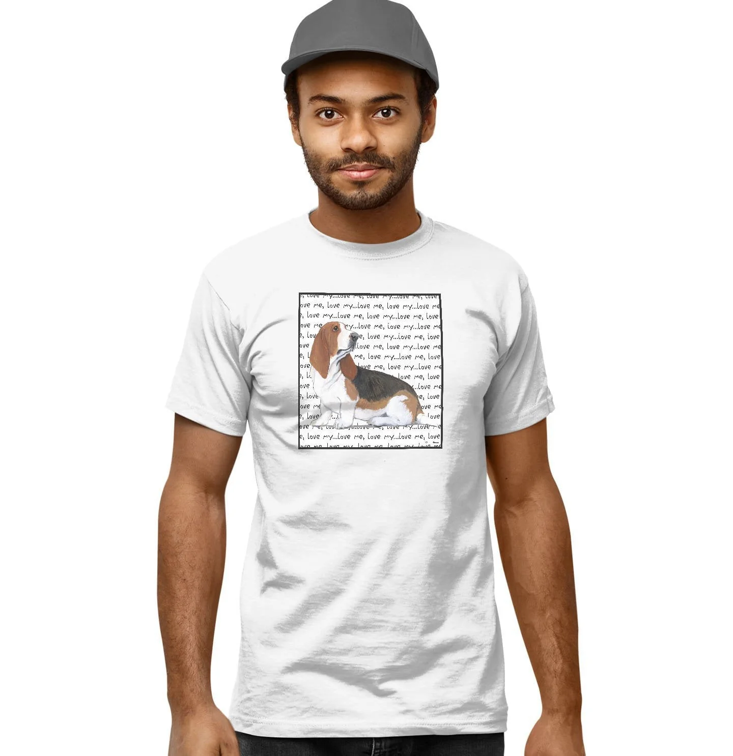 Basset Hound Love Text - Adult Unisex T-Shirt - Image 6