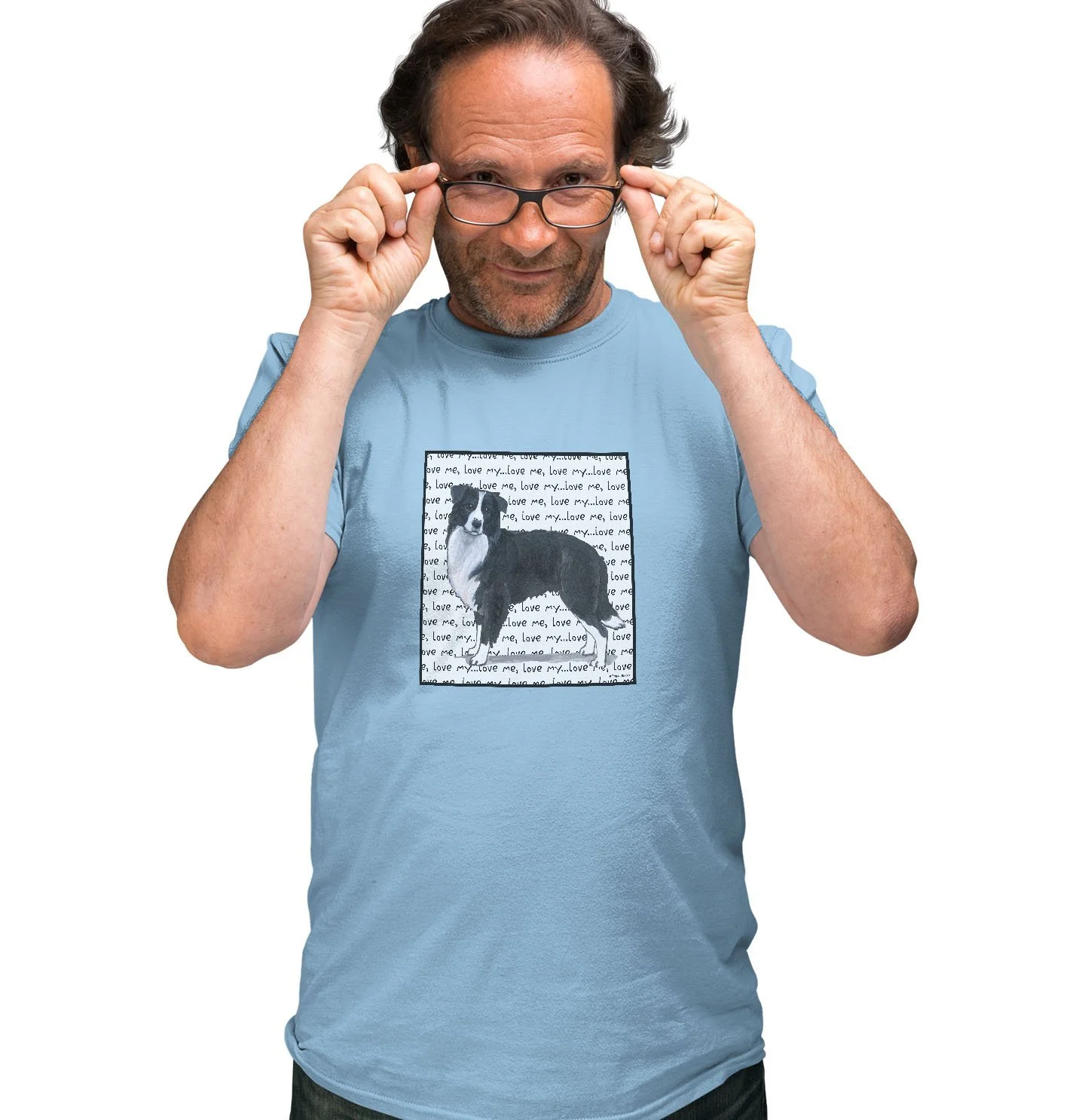 Border Collie Love Text - Adult Unisex T-Shirt