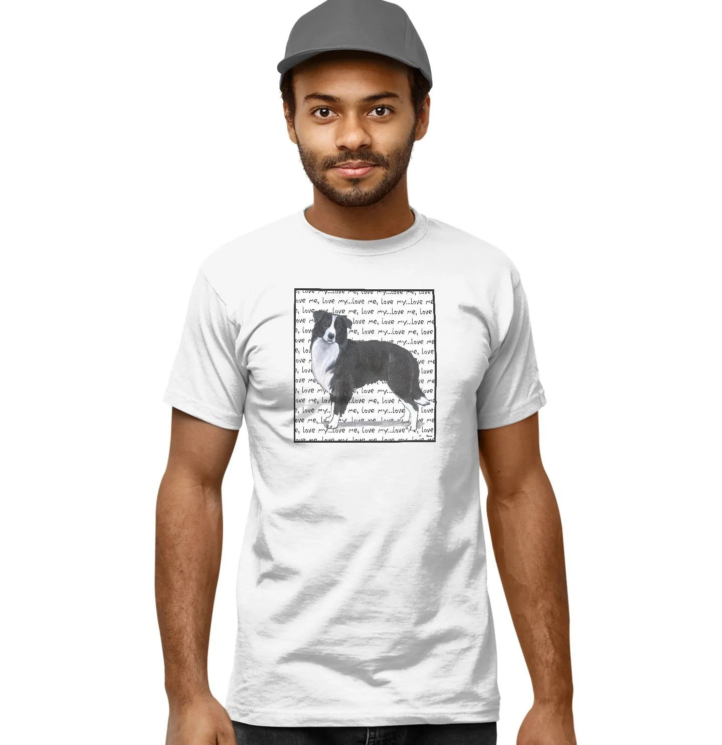 Border Collie Love Text - Adult Unisex T-Shirt - Image 5