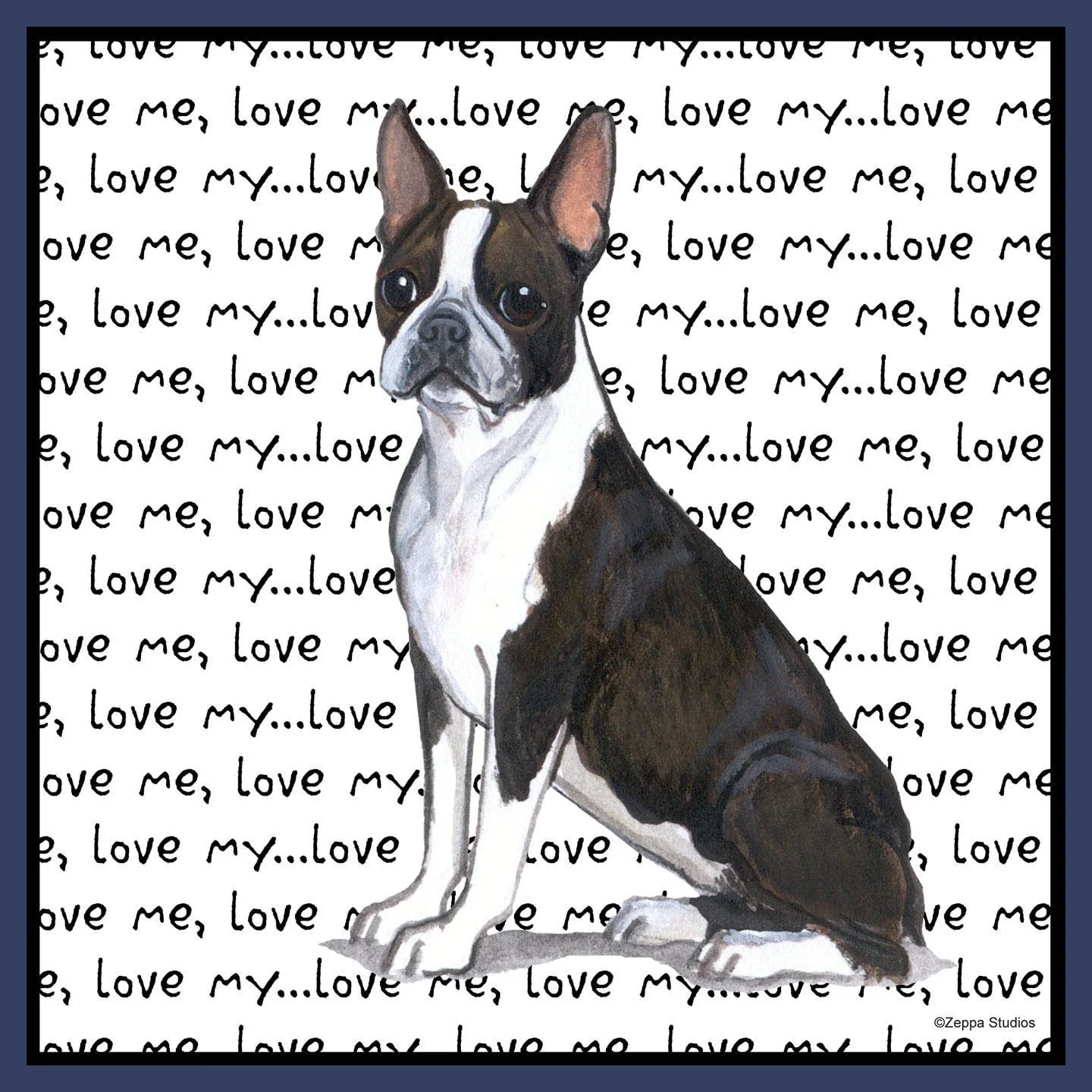 Boston Terrier Love Text - Adult Unisex Hoodie Sweatshirt - Image 2
