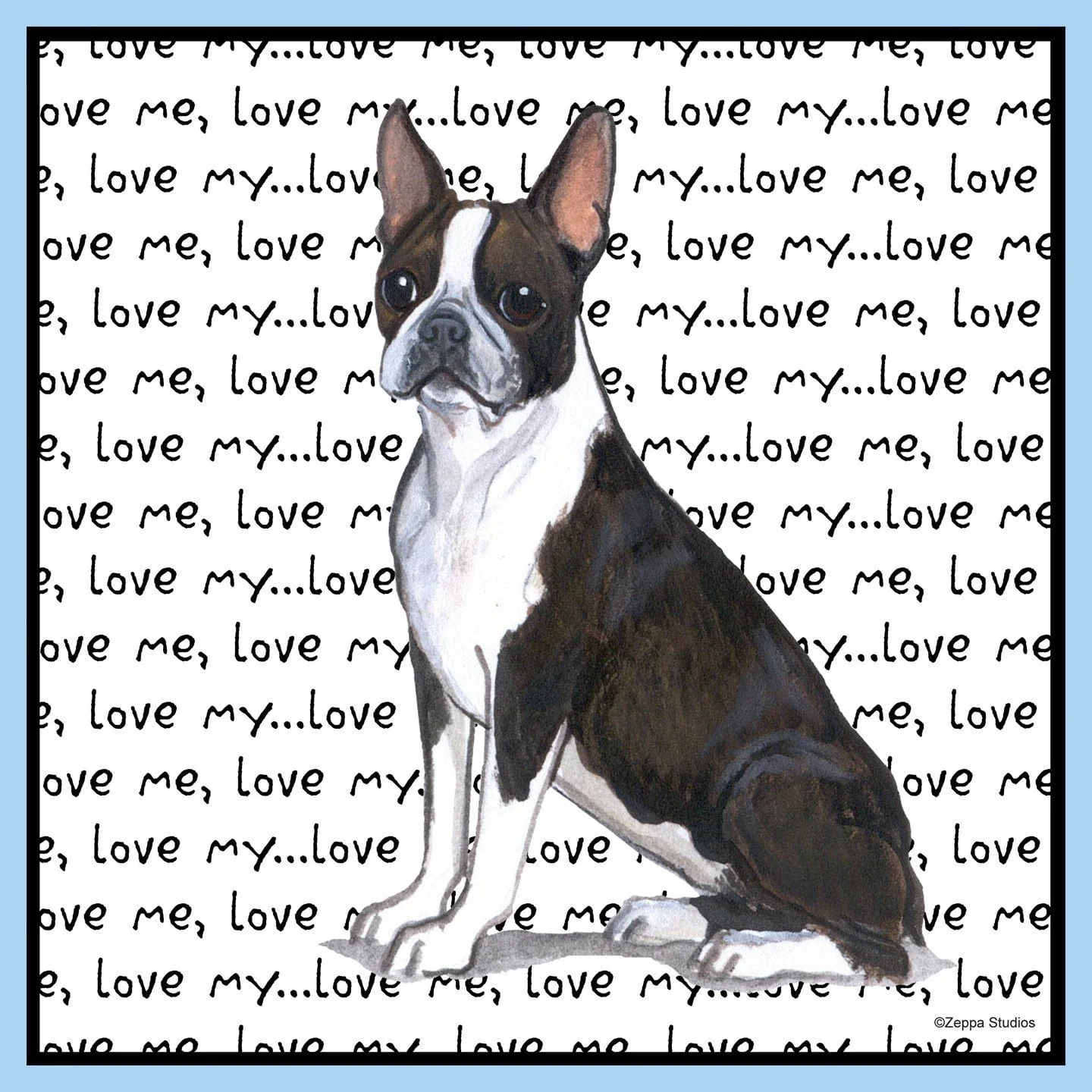 Boston Terrier Love Text - Adult Unisex T-Shirt - Image 2
