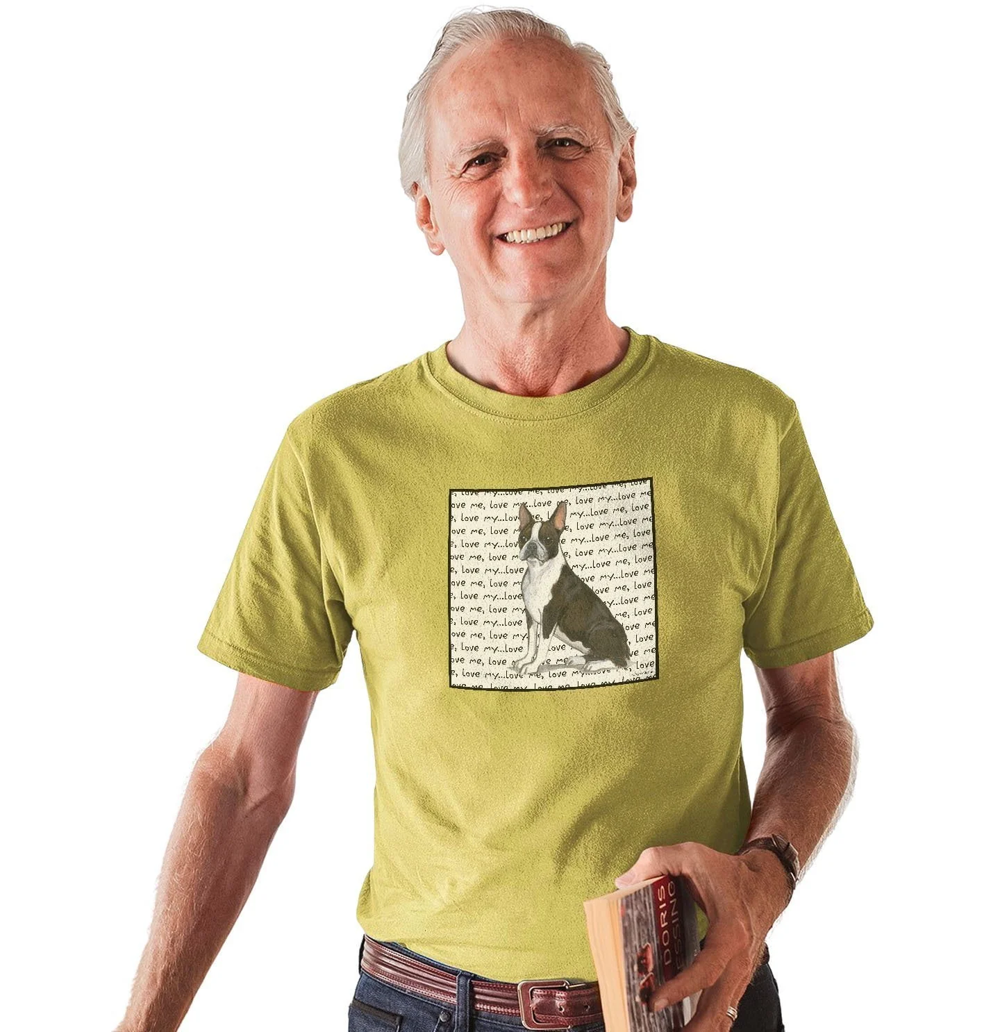 Boston Terrier Love Text - Adult Unisex T-Shirt - Image 5