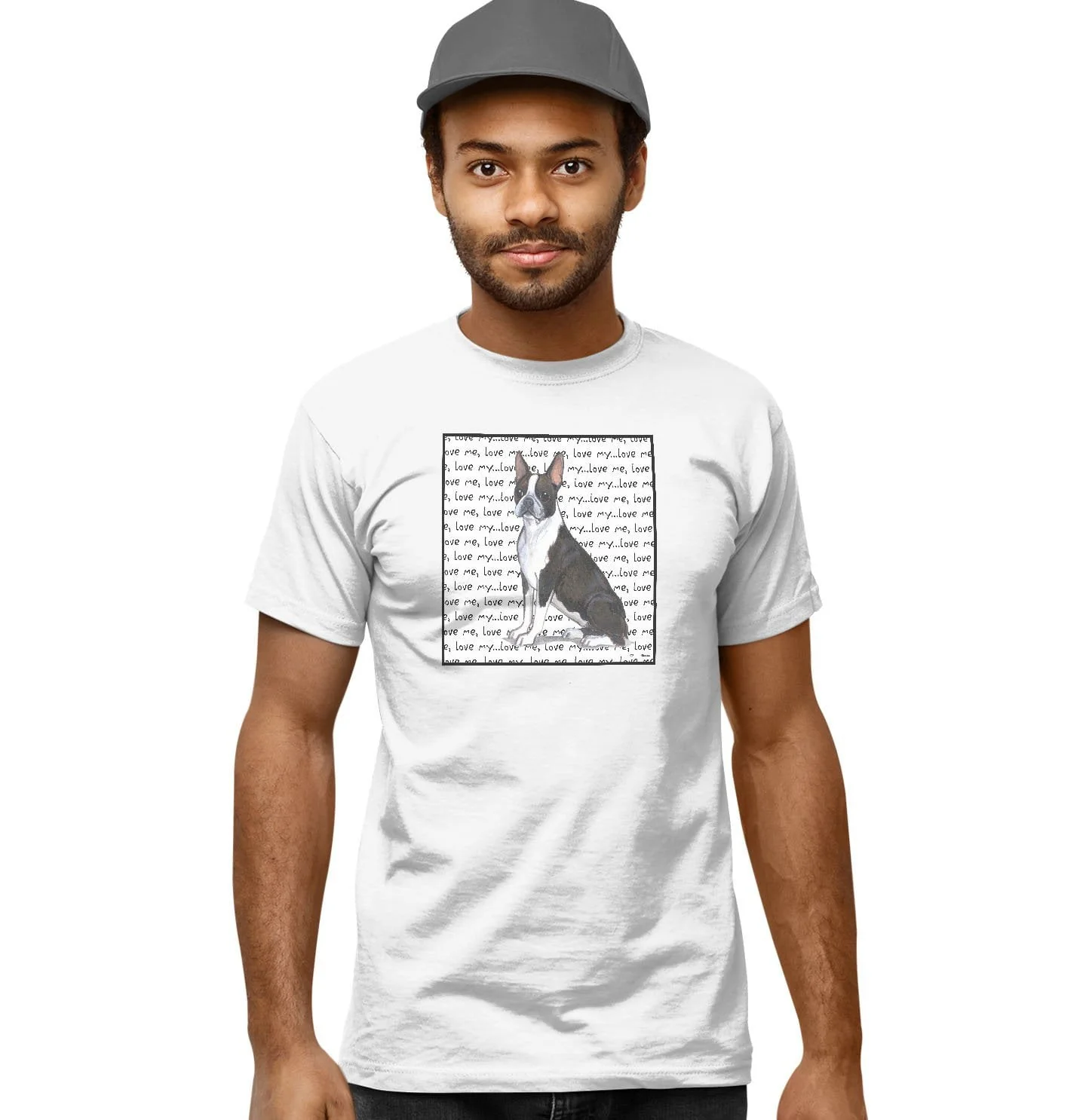 Boston Terrier Love Text - Adult Unisex T-Shirt - Image 6