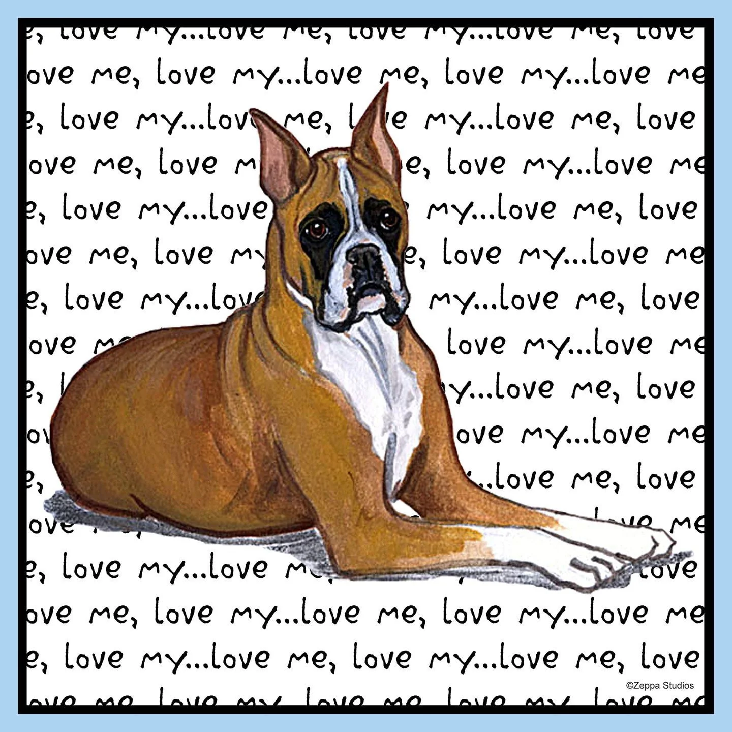 Boxer Love Text - Adult Unisex T-Shirt - Image 2