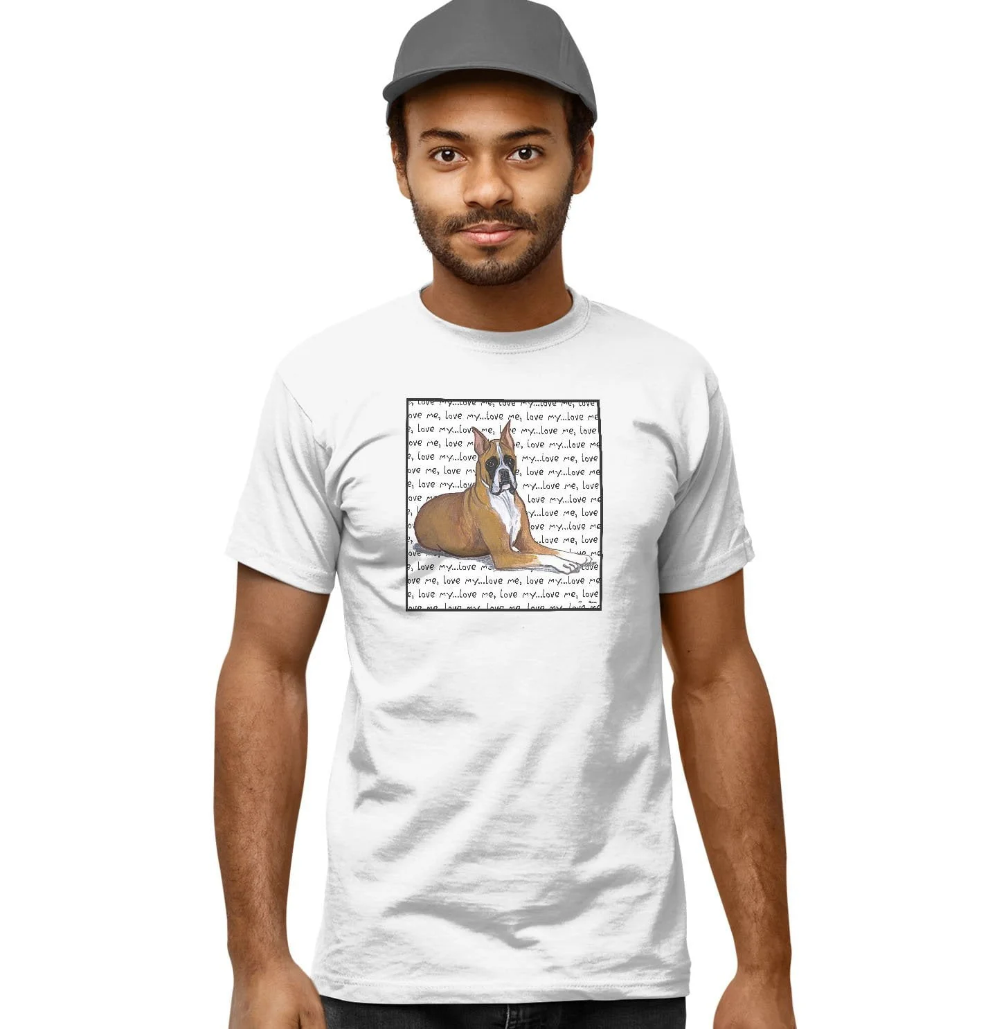 Boxer Love Text - Adult Unisex T-Shirt - Image 5