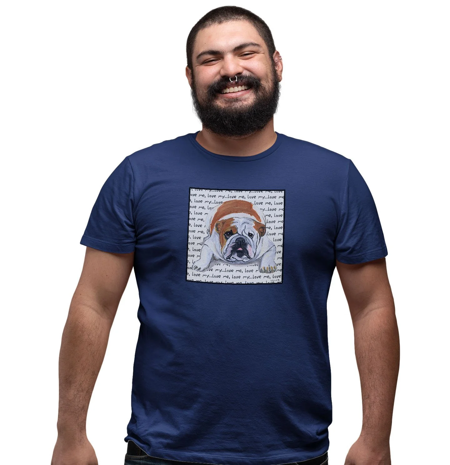 Bulldog Love Text - Adult Unisex T-Shirt - Image 3