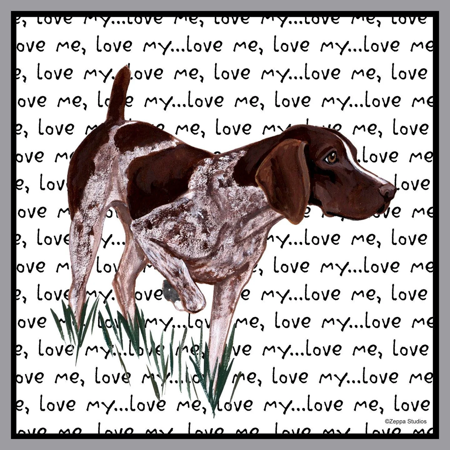 German Shorthaired Pointer Love Text - Adult Unisex Hoodie Sweatshirt - Image 2