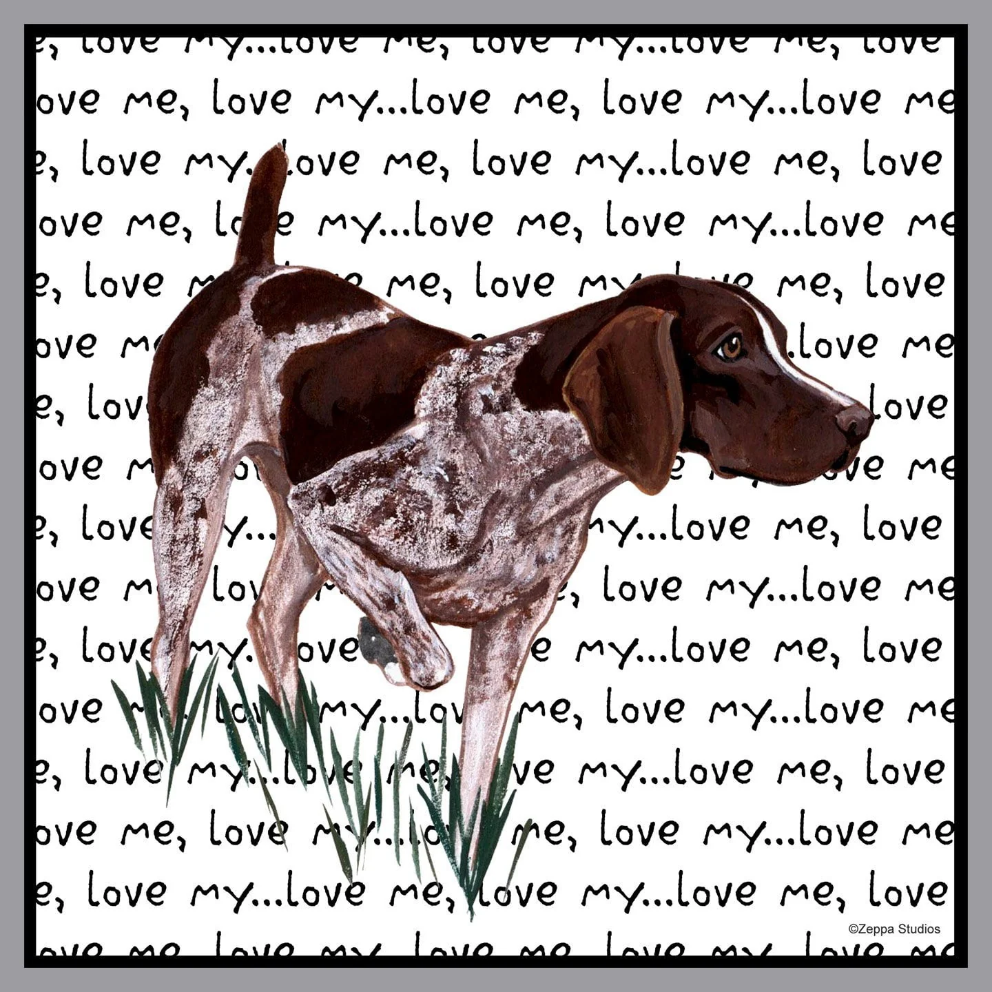 German Shorthaired Pointer Love Text - Adult Unisex T-Shirt - Image 2