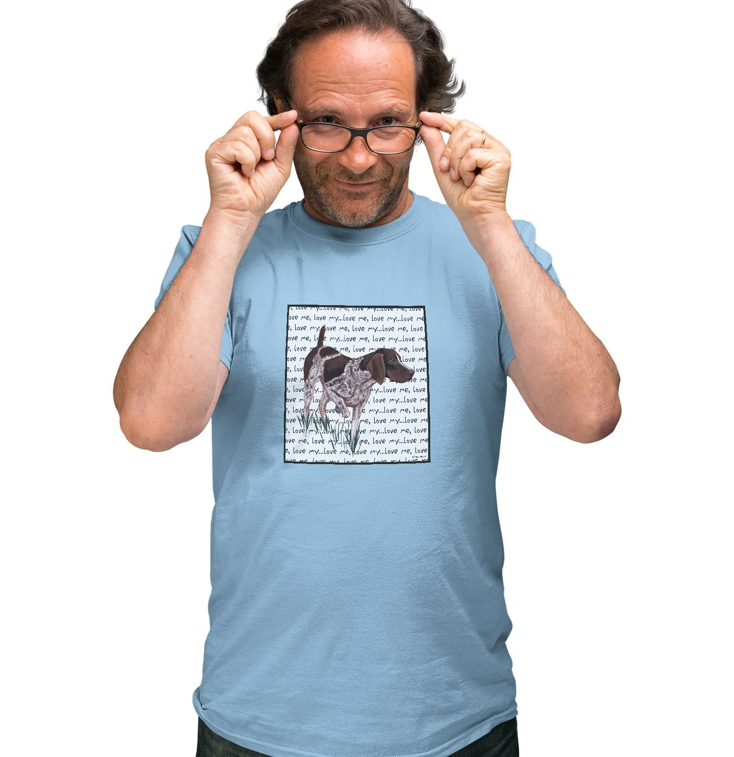 German Shorthaired Pointer Love Text - Adult Unisex T-Shirt - Image 3