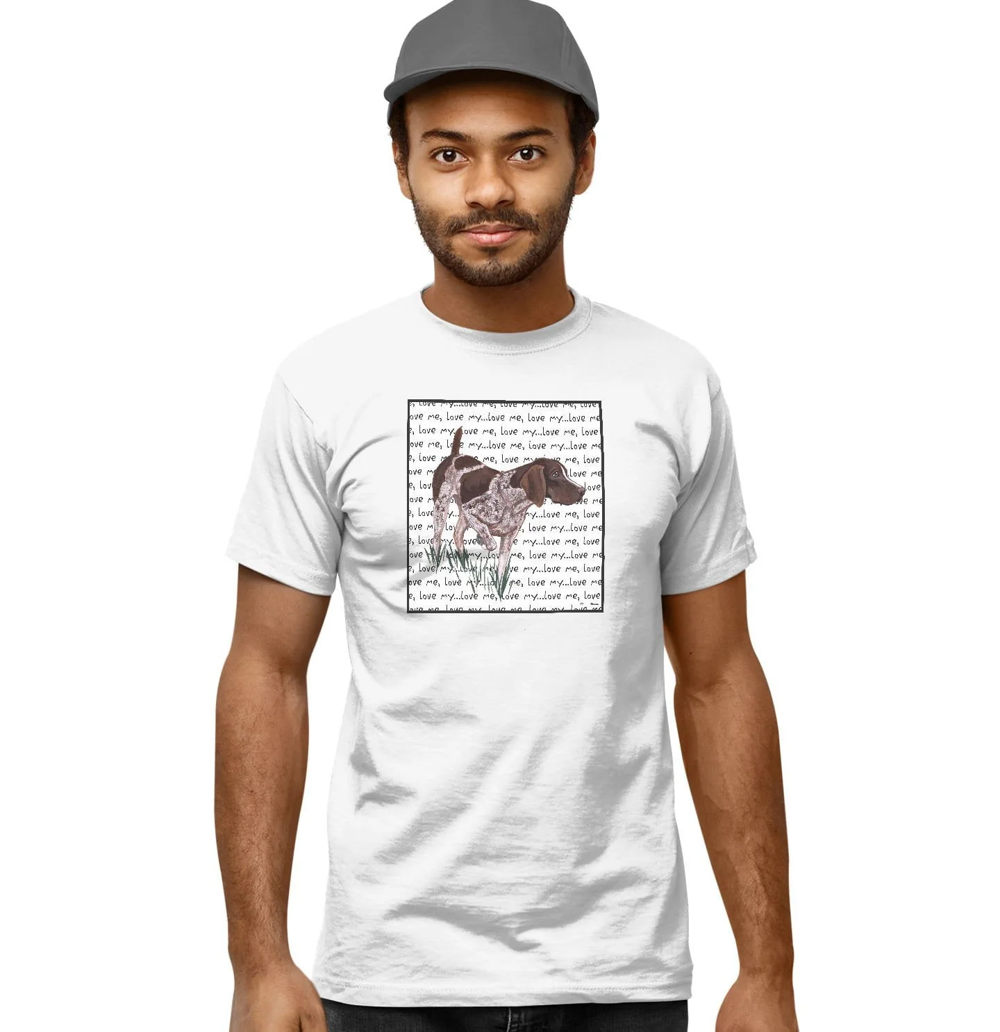 German Shorthaired Pointer Love Text - Adult Unisex T-Shirt - Image 6