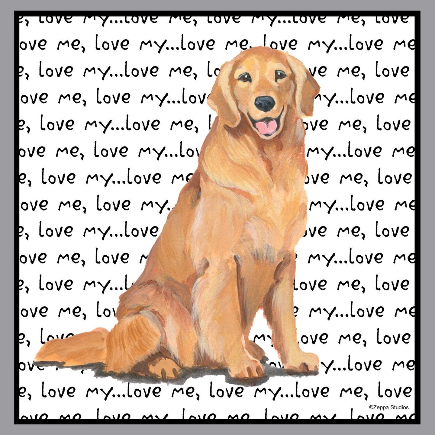 Golden Retriever Love Text - Adult Unisex Hoodie Sweatshirt - Image 2