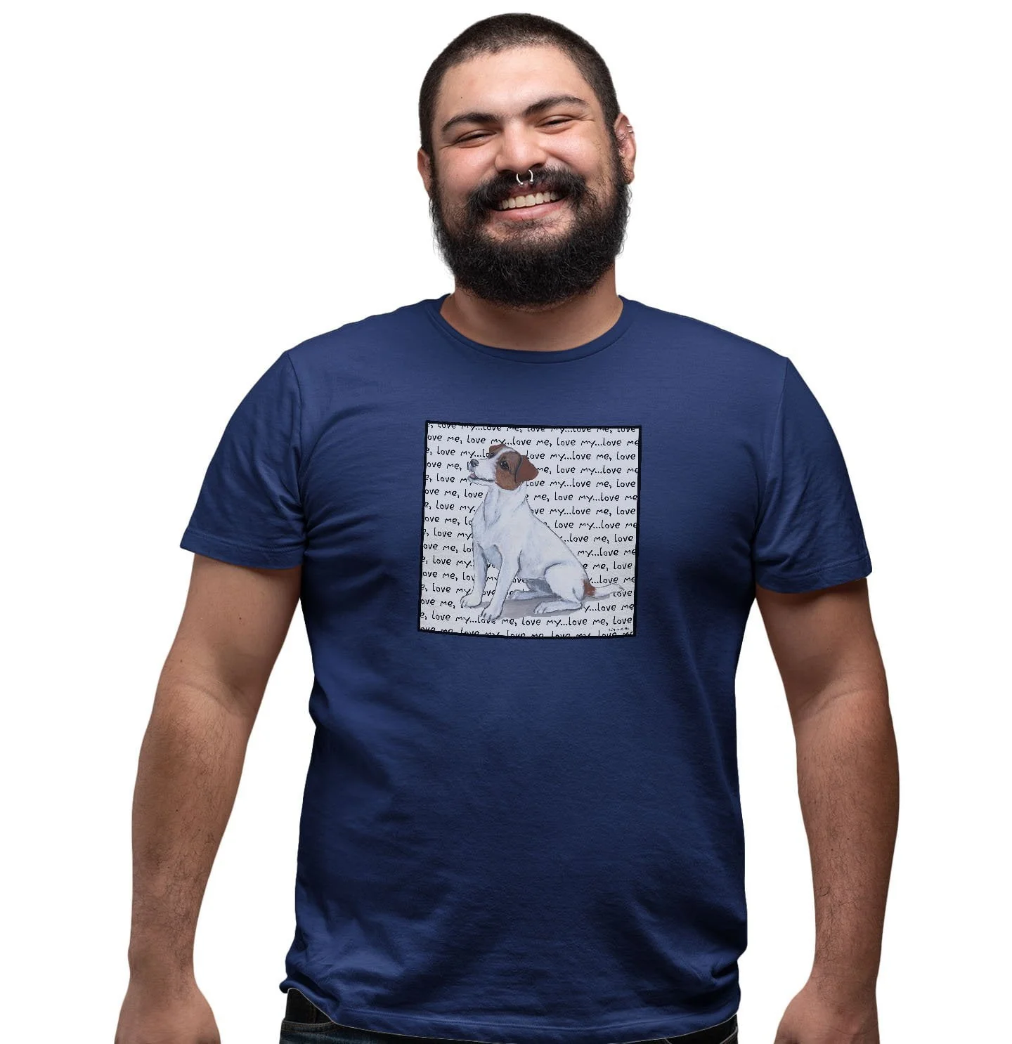 Jack Russell Terrier Love Text - Adult Unisex T-Shirt - Image 4