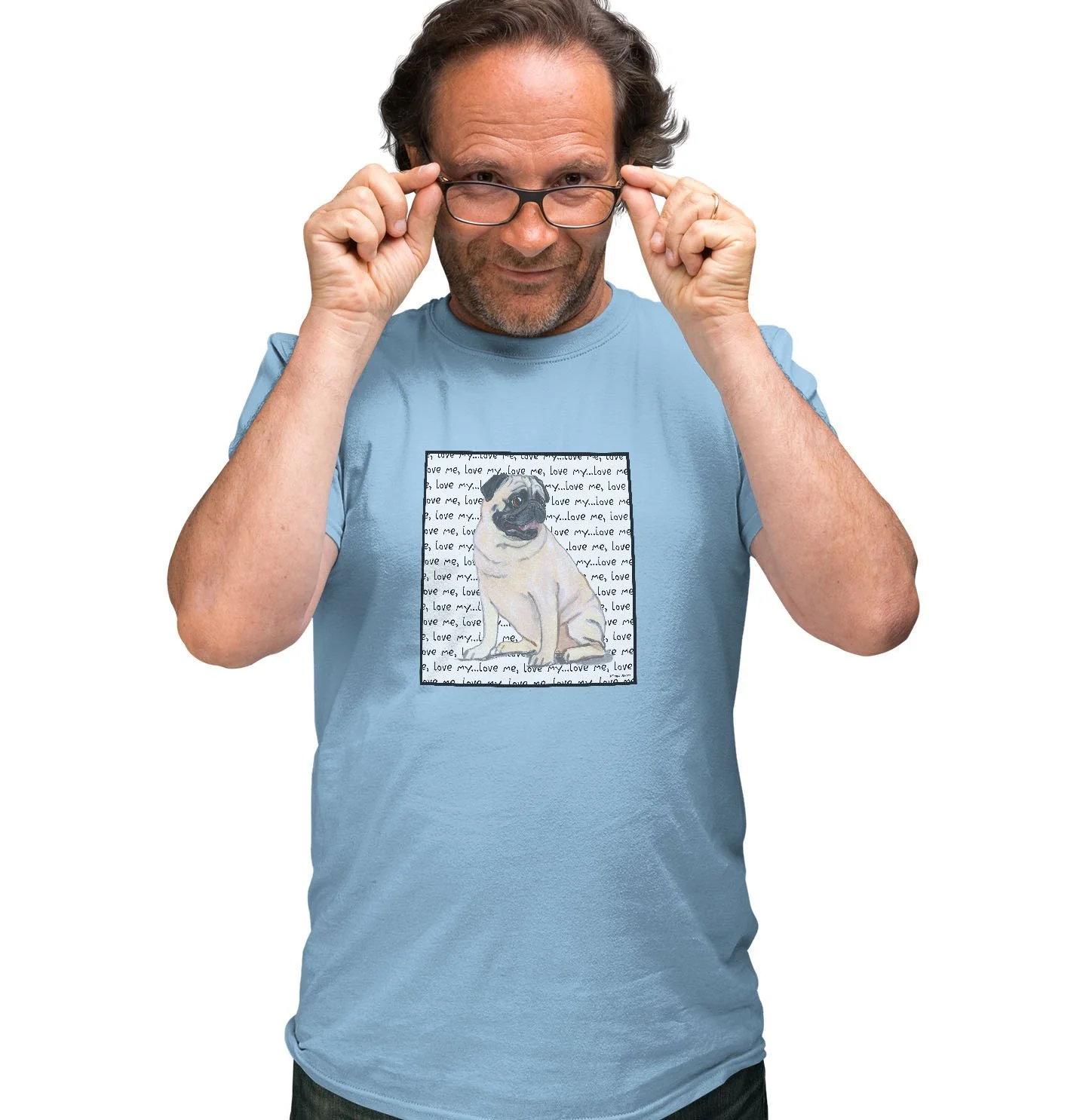 Pug Love Text - Adult Unisex T-Shirt - Image 4