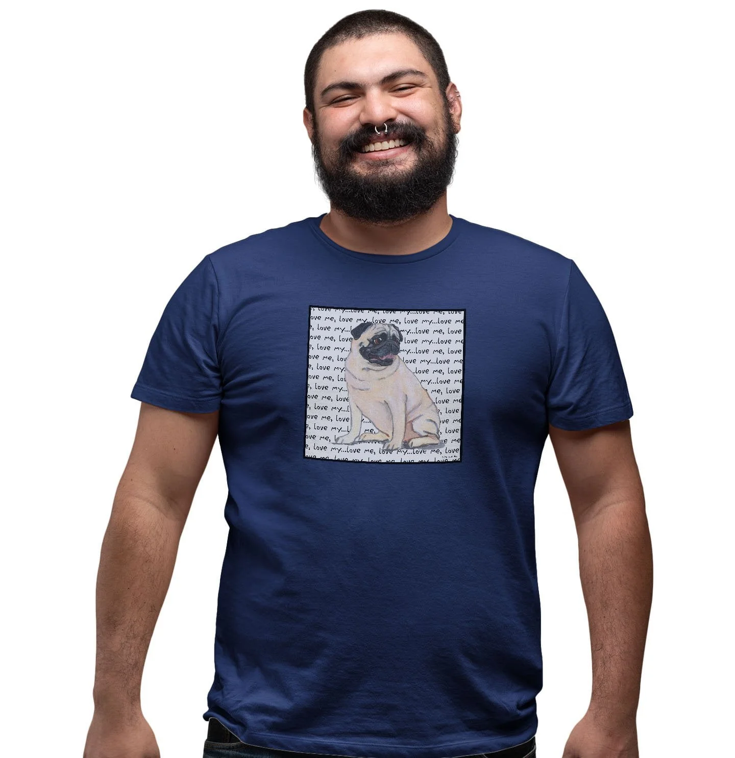 Pug Love Text - Adult Unisex T-Shirt - Image 5