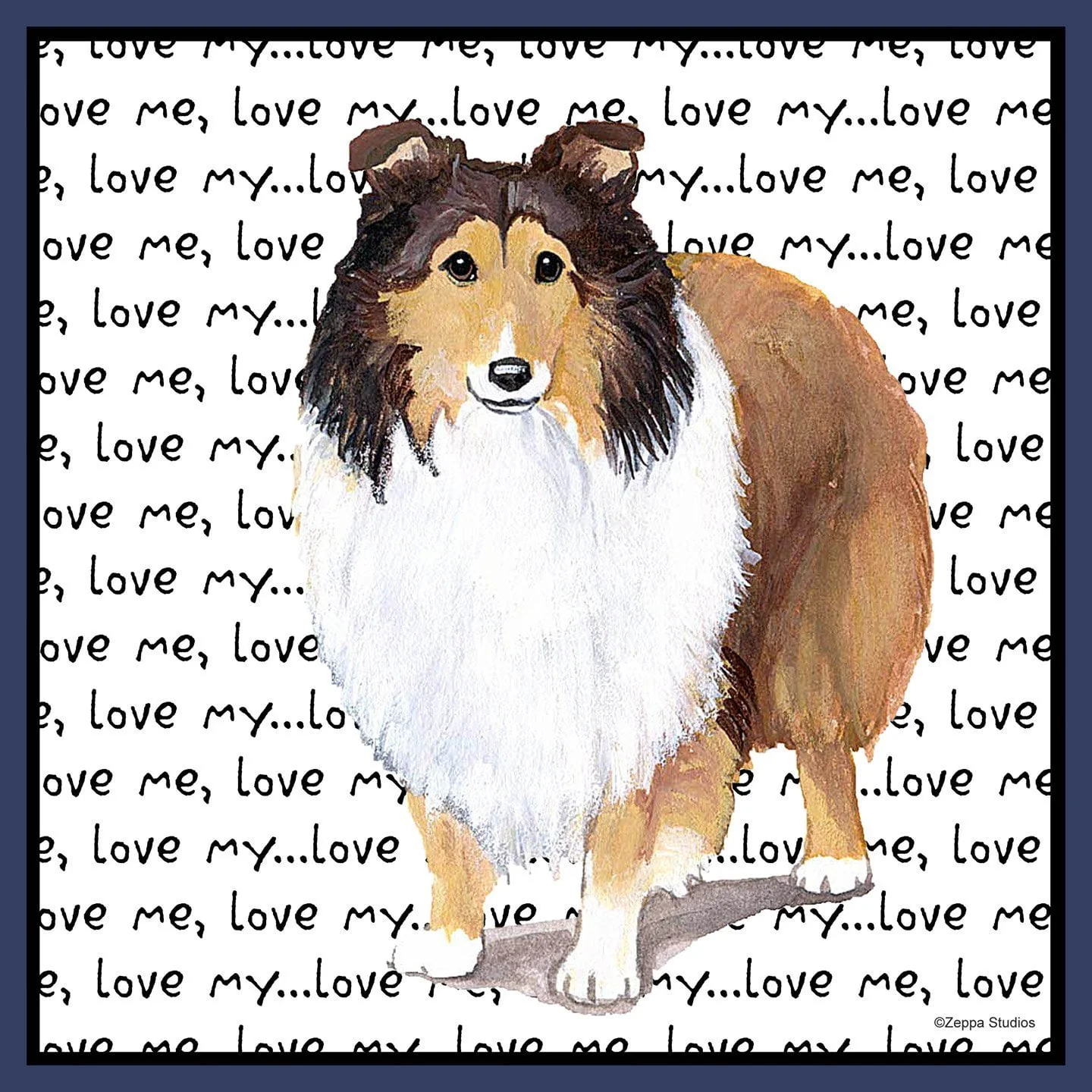 Shetland Sheepdog Love Text - Adult Unisex Hoodie Sweatshirt - Image 2