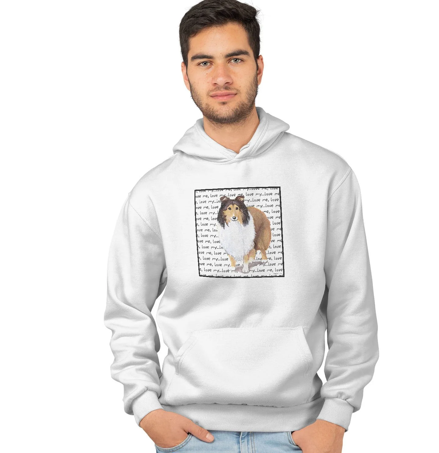 Shetland Sheepdog Love Text - Adult Unisex Hoodie Sweatshirt - Image 4
