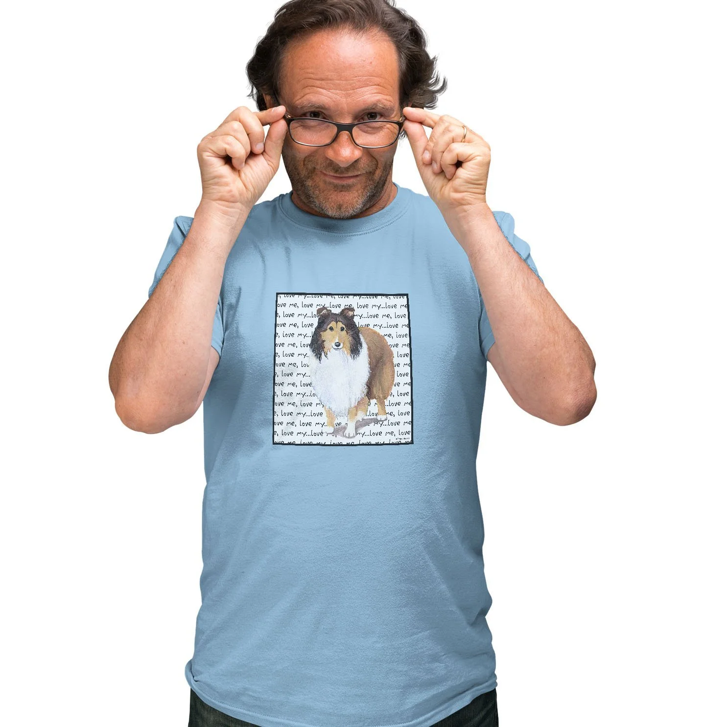 Shetland Sheepdog Love Text - Adult Unisex T-Shirt - Image 4