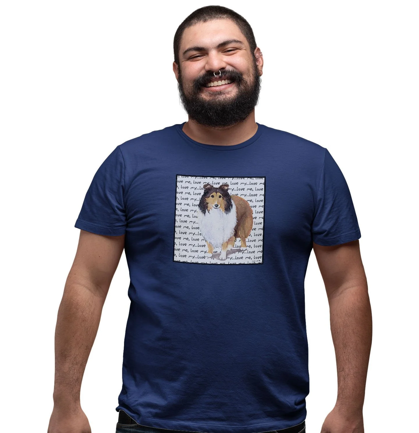 Shetland Sheepdog Love Text - Adult Unisex T-Shirt - Image 5