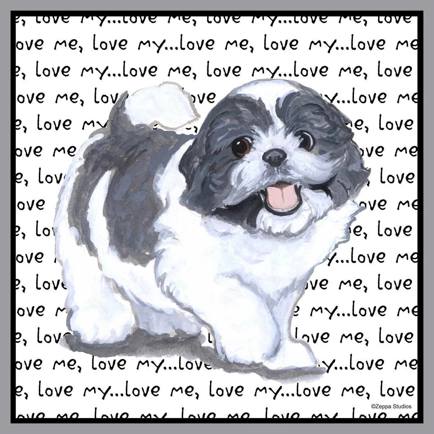 Shih Tzu Love Text - Adult Unisex T-Shirt - Image 2