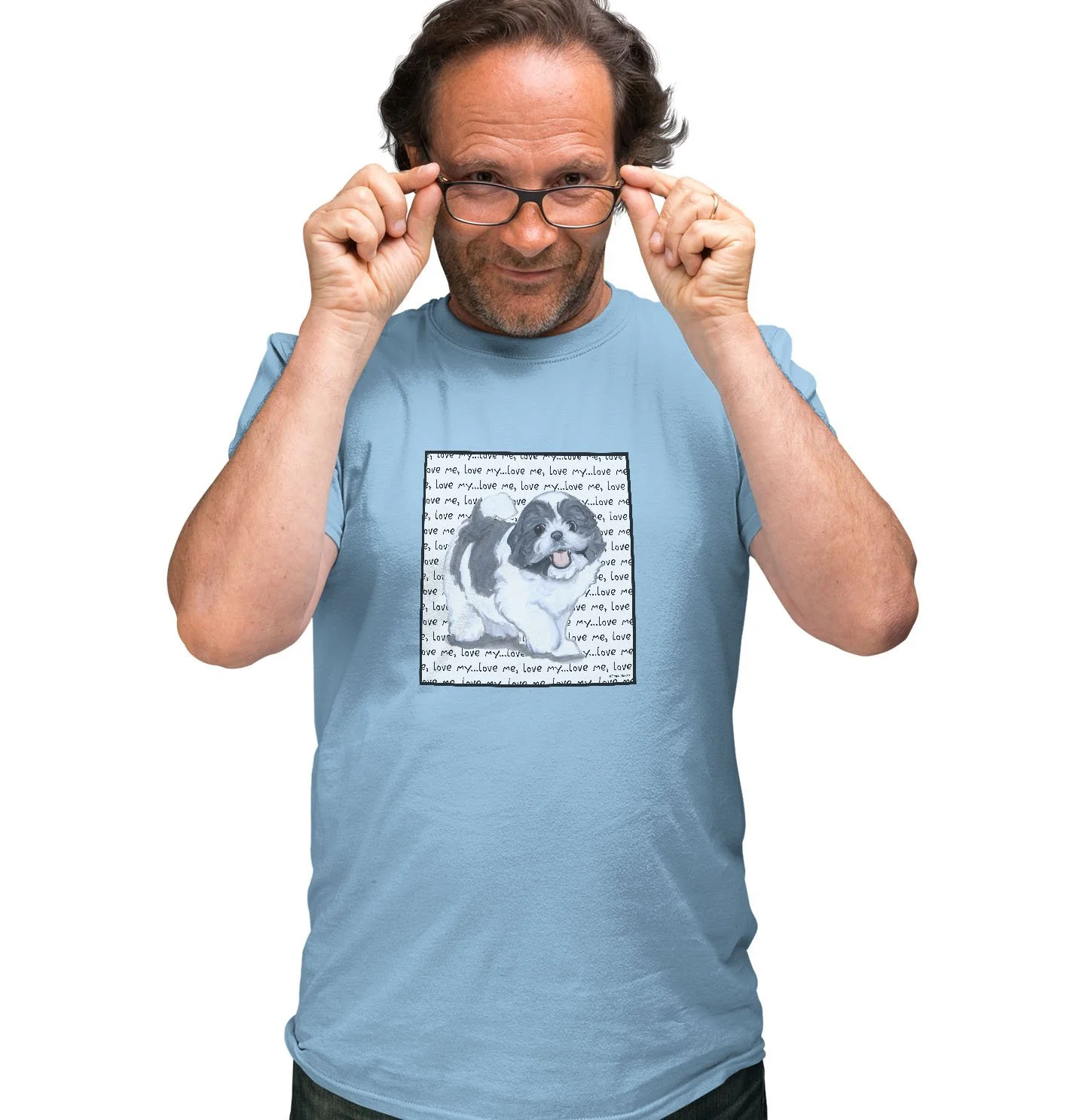 Shih Tzu Love Text - Adult Unisex T-Shirt - Image 3