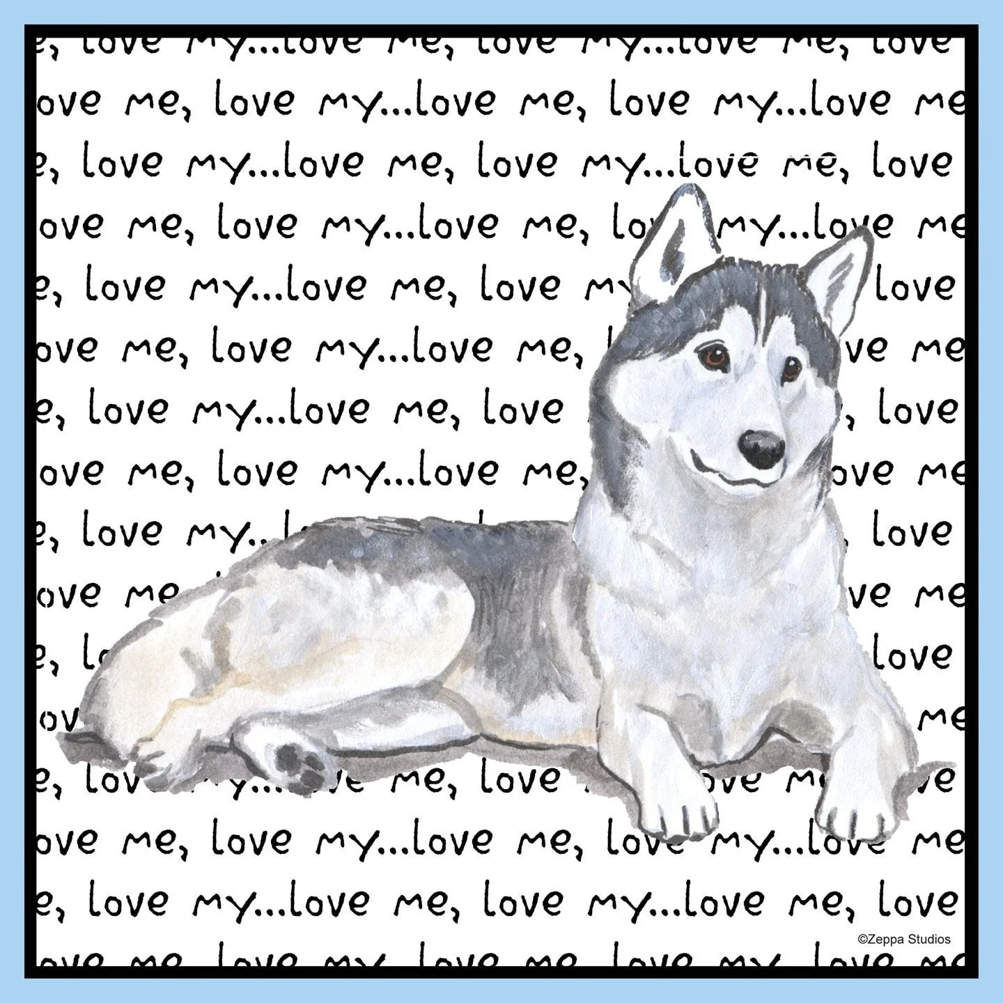 Siberian Husky Love Text - Adult Unisex T-Shirt - Image 2