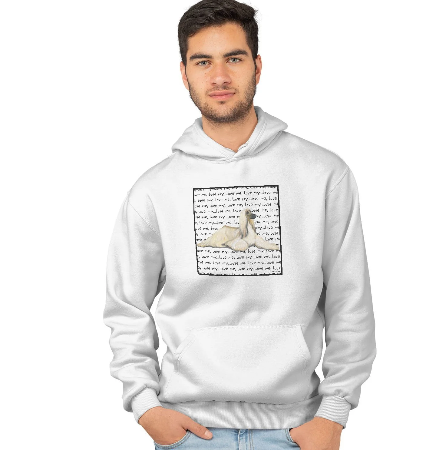 Afghan Hound Love Text - Adult Unisex Hoodie Sweatshirt - Image 4