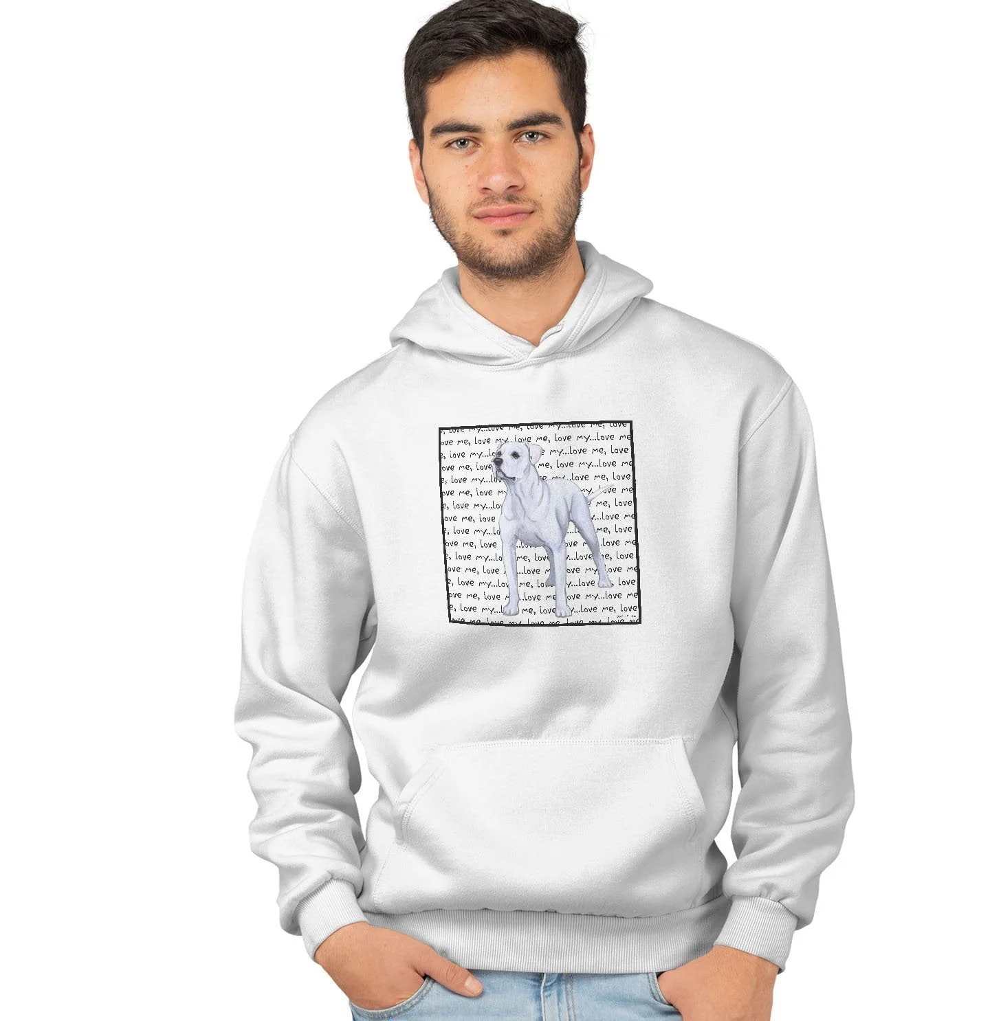 American Bulldog Love Text - Adult Unisex Hoodie Sweatshirt - Image 4