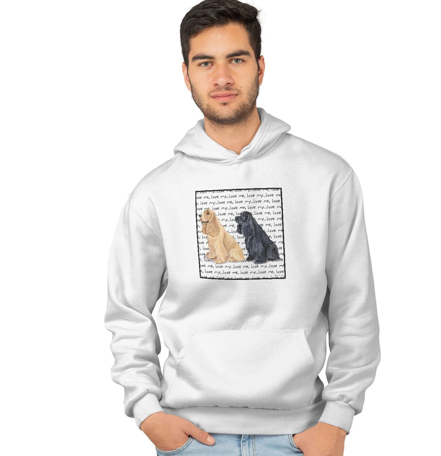 Cocker Spaniel Love Text - Adult Unisex Hoodie Sweatshirt - Image 4