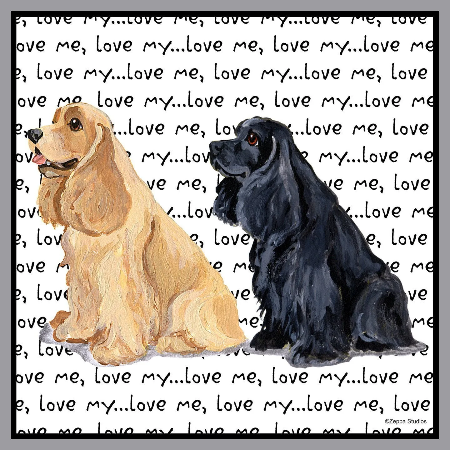 Cocker Spaniel Love Text - Adult Unisex T-Shirt - Image 2