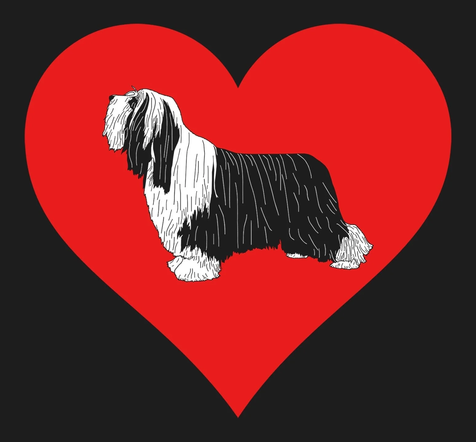 Bearded Collie on Heart Left Chest - Full-Zip Hoodie Sweatshirt - Image 2