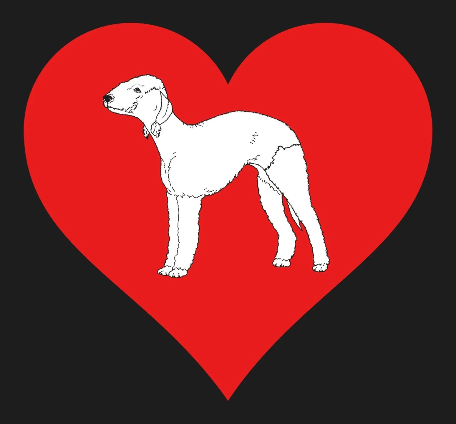 Bedlington Terrier on Heart Left Chest - Full-Zip Hoodie Sweatshirt - Image 2