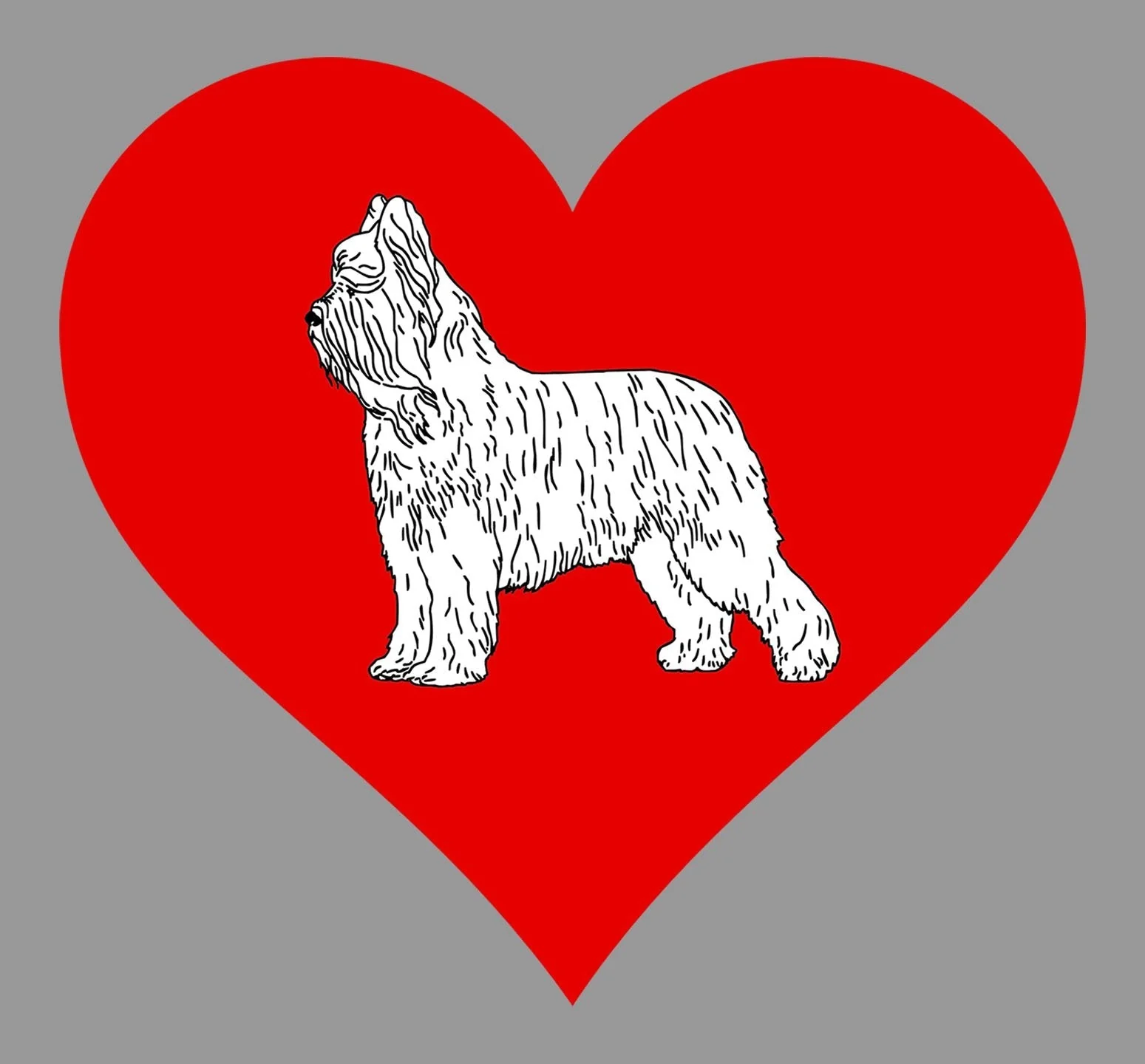 Briard on Heart Left Chest - Full-Zip Hoodie Sweatshirt - Image 2