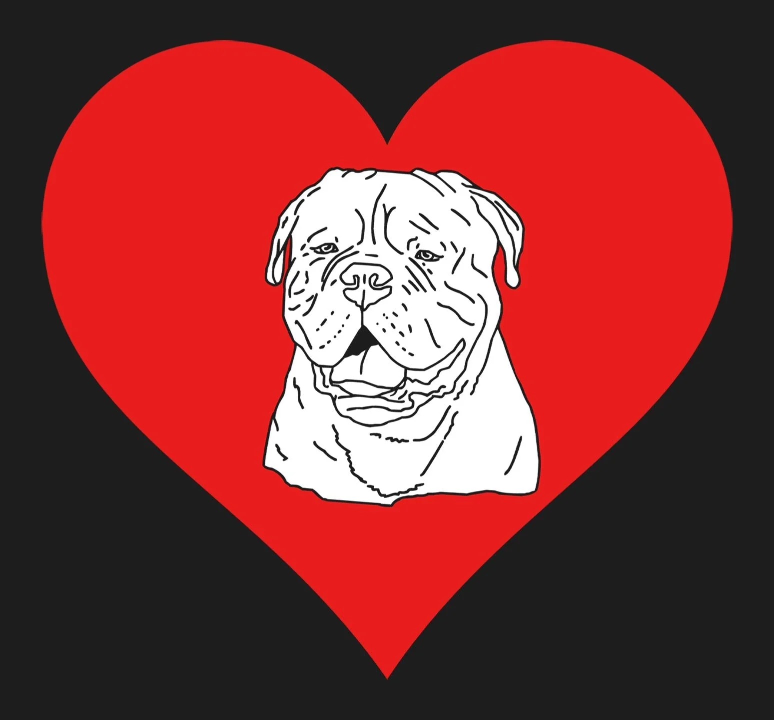 Dogue de Bordeaux on Heart Left Chest - Full-Zip Hoodie Sweatshirt - Image 2