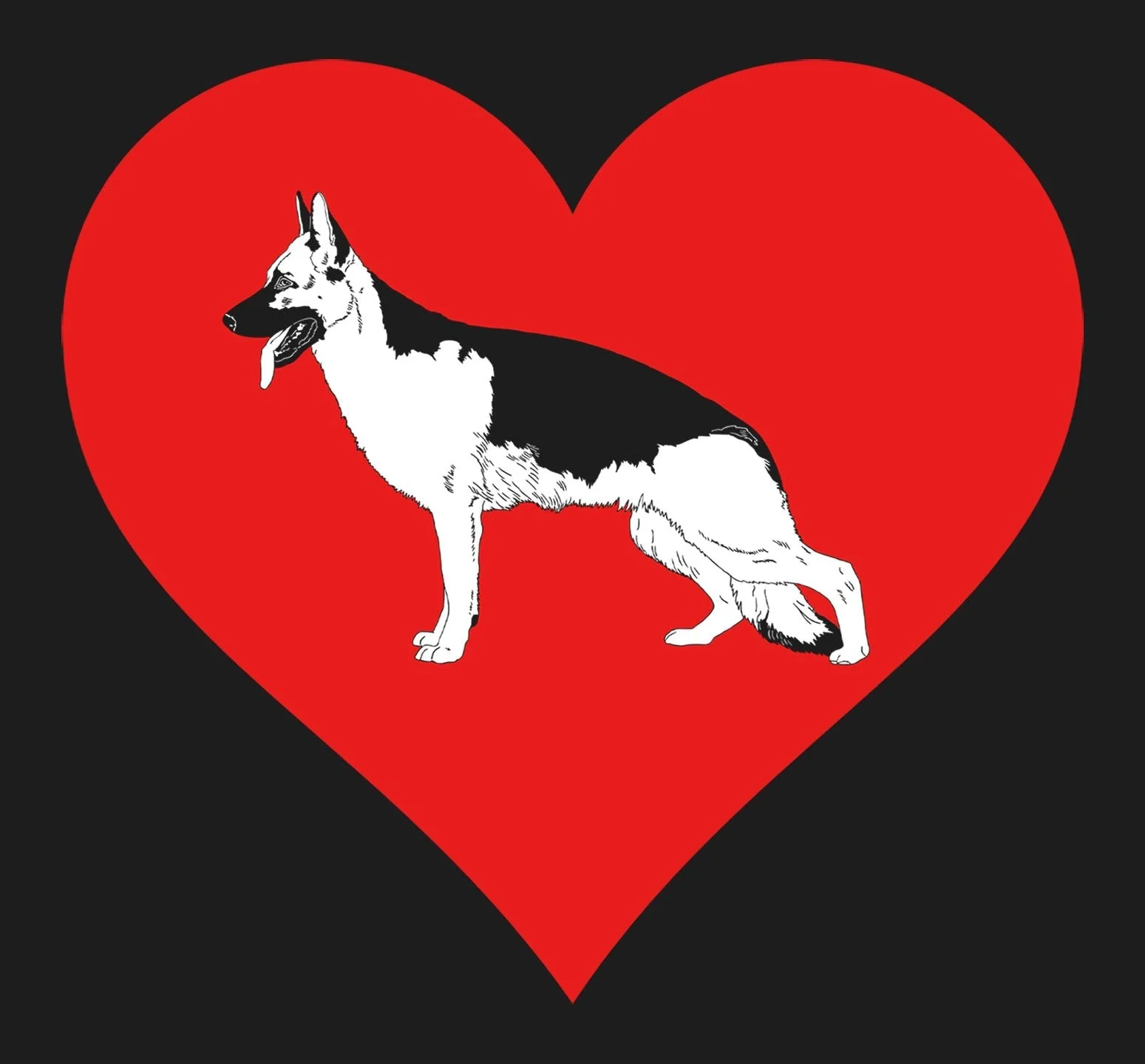 German Shepherd Dog on Heart Left Chest - Full-Zip Hoodie Sweatshirt - Image 2