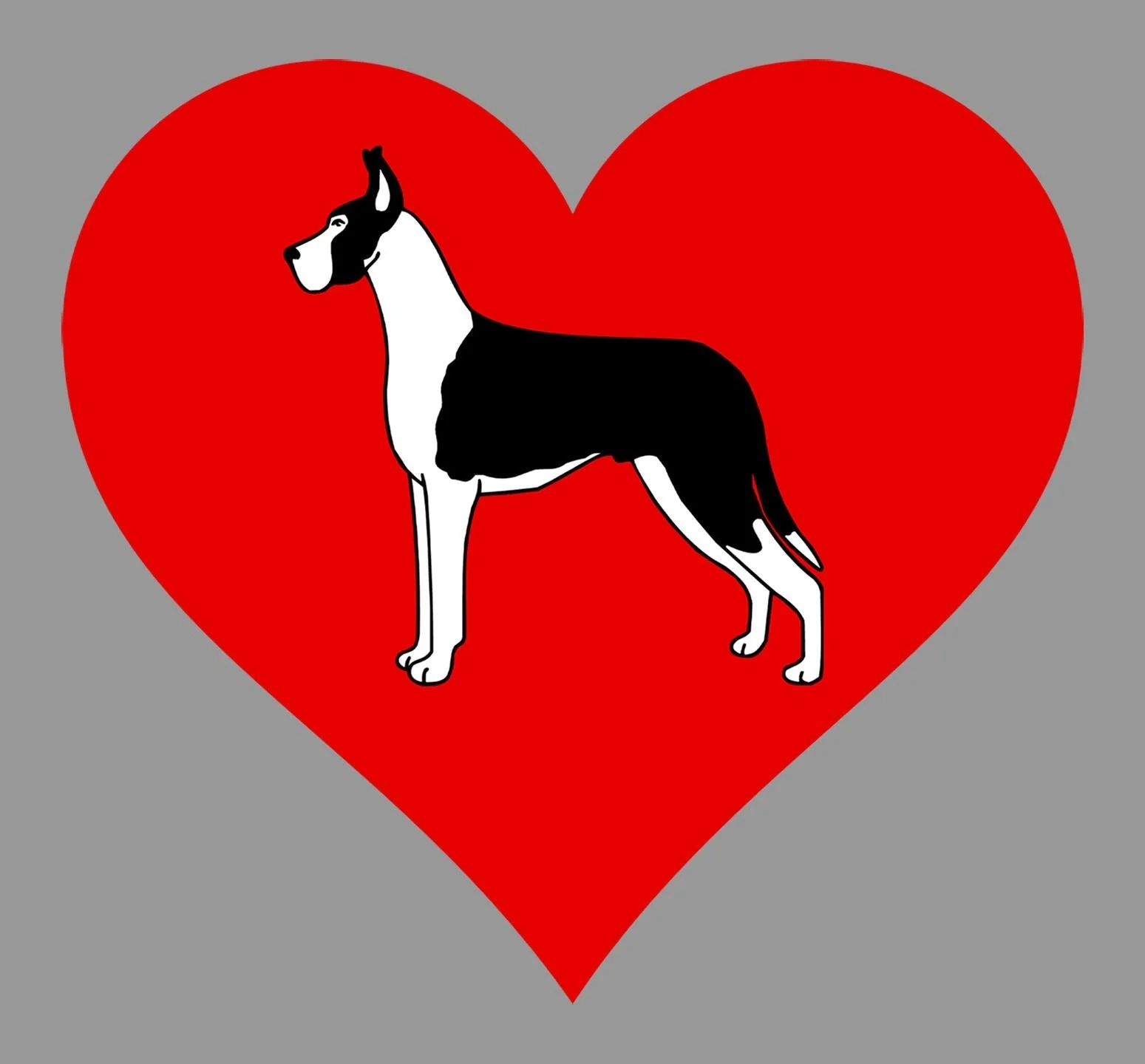Black and White Great Dane on Heart Left Chest - Full-Zip Hoodie Sweatshirt - Image 2