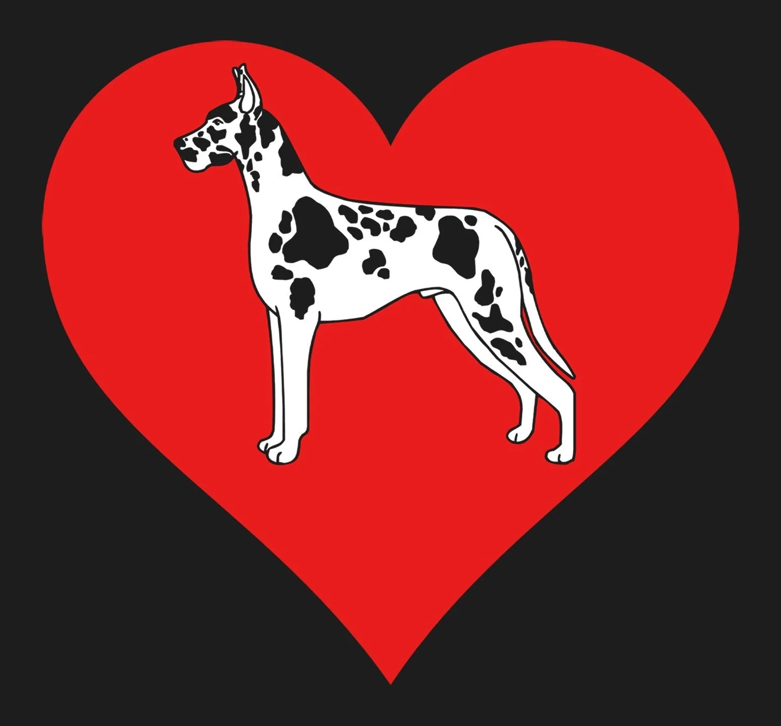 Spotted Great Dane on Heart Left Chest - Full-Zip Hoodie Sweatshirt - Image 2